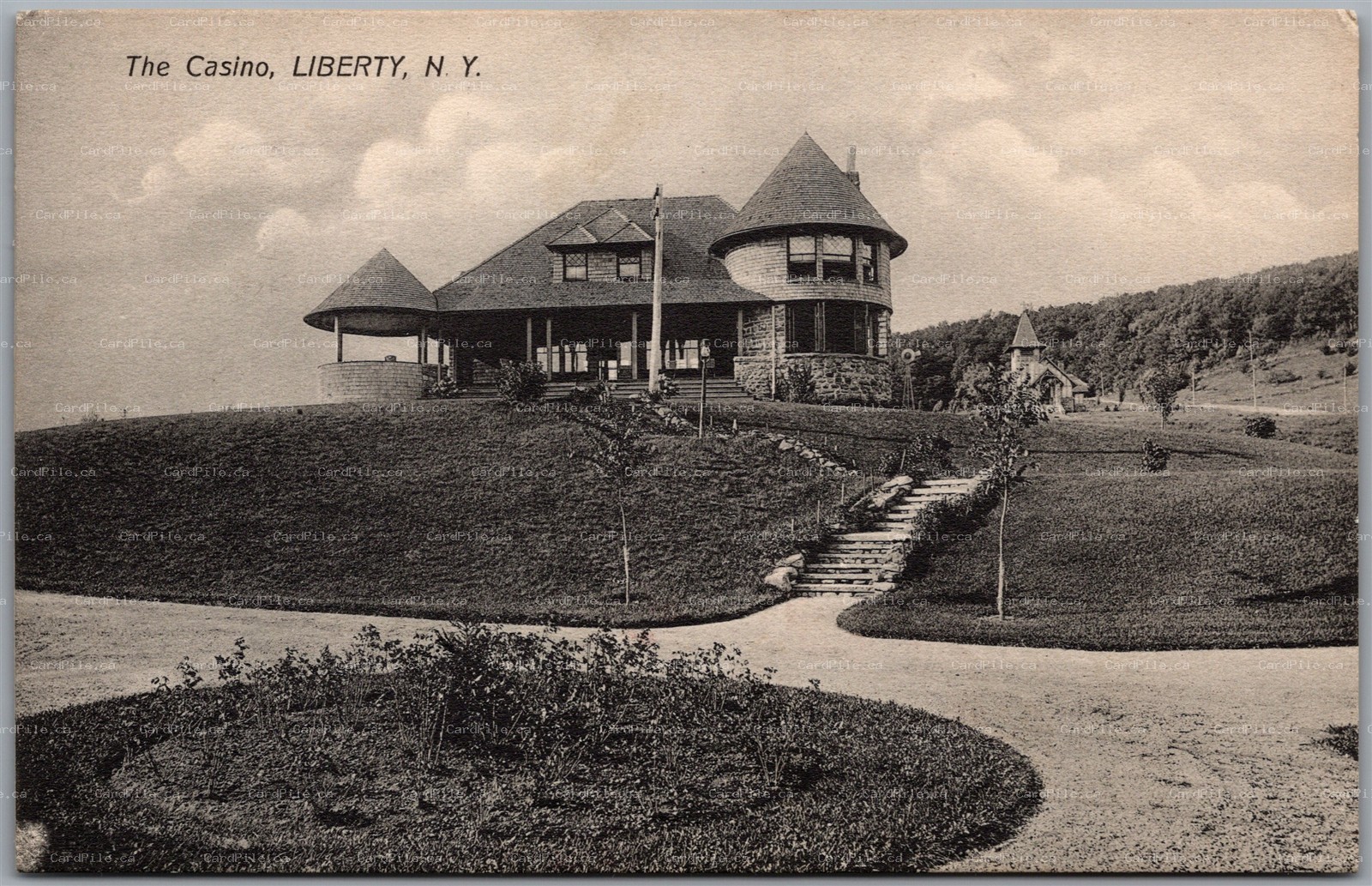 Postcard Liberty New York c1909 The Casino Sullivan County to Berwick Pa.