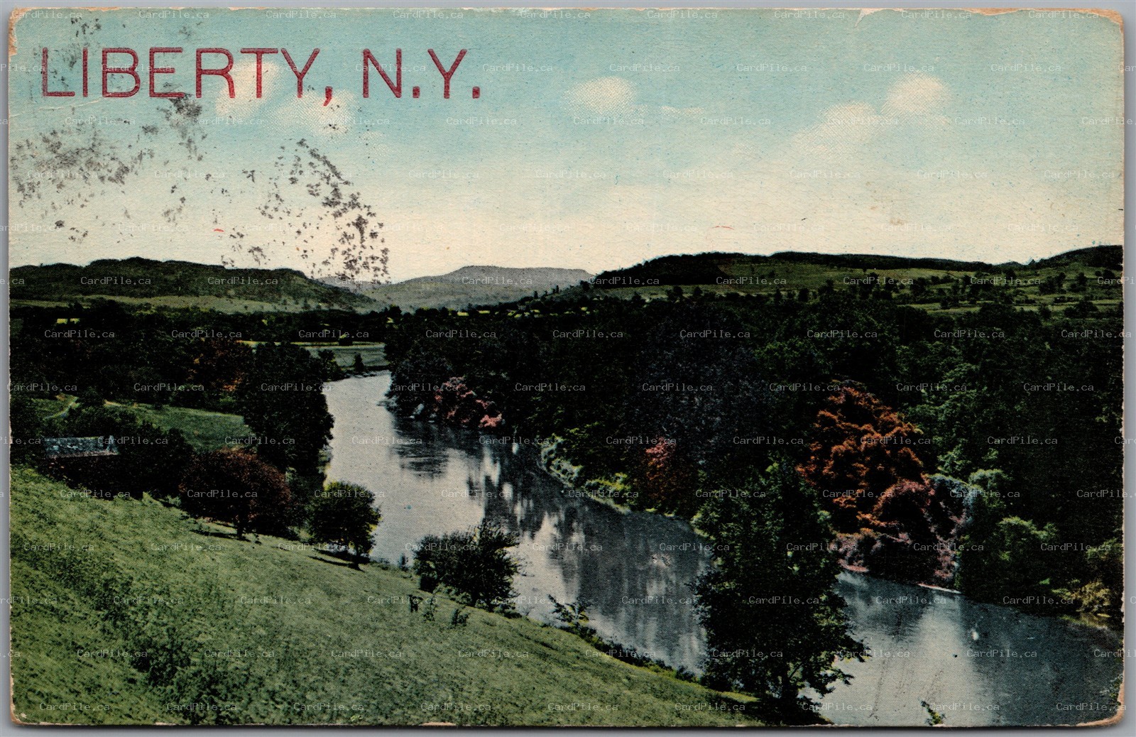 Postcard Liberty New York Scenic River View from Ellenville to Bronx