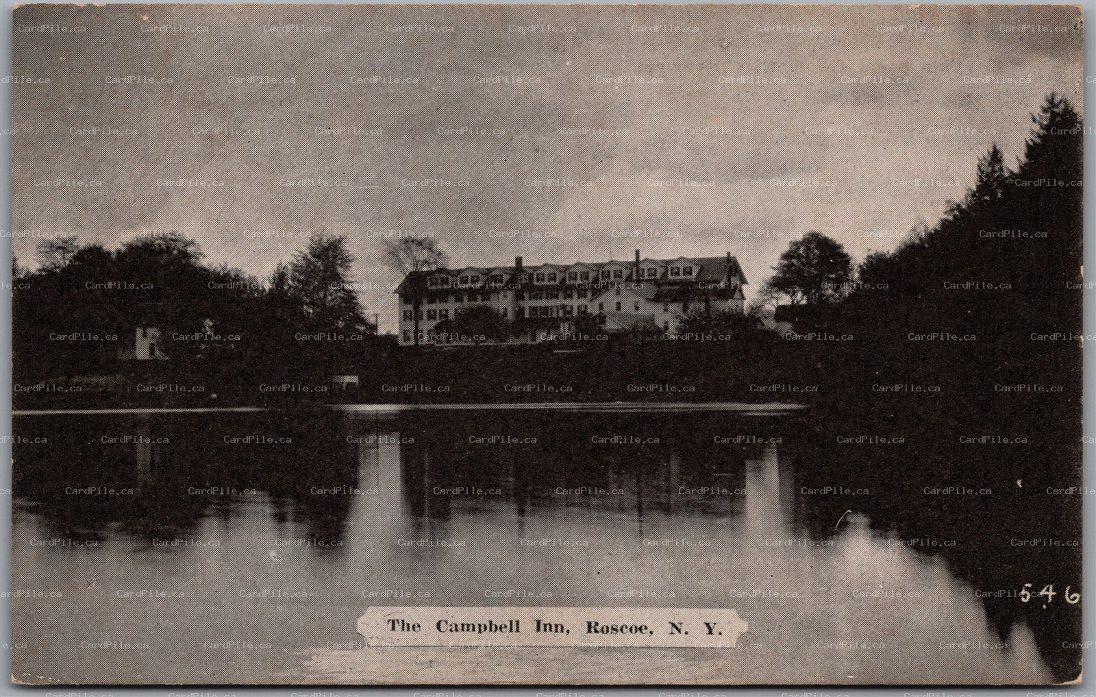 Postcard Roscoe New York The Campbell Inn Lakeside Scenic View Sullivan County