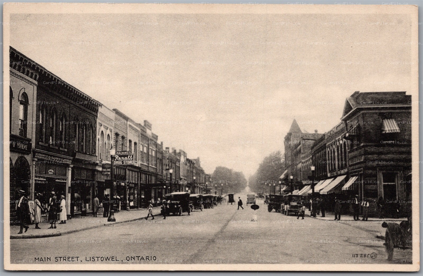 Postcard Listowel Ontario c1920s Main Street Old Cars Perth County