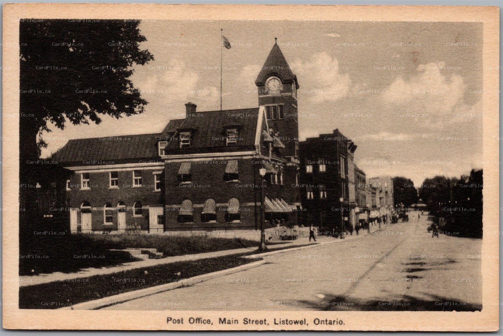 Postcard Listowel Ontario Post Office Main Street Perth County by PECo