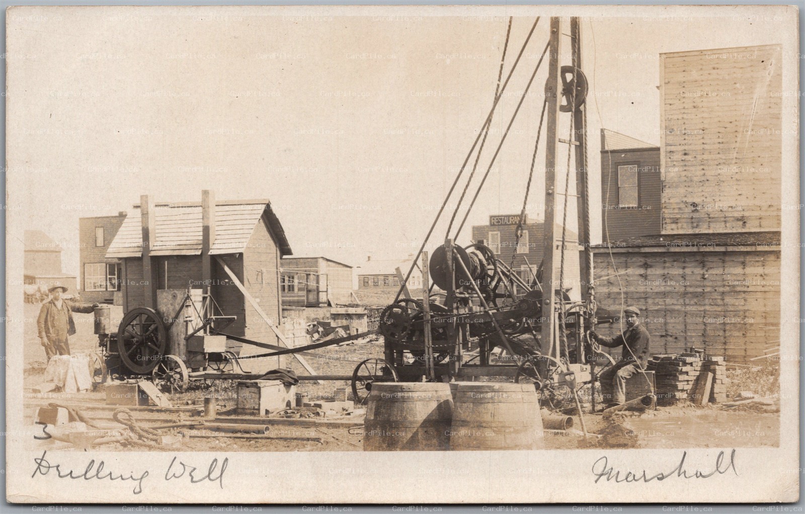 Postcard RPPC c1910s Marshall Saskatchewan Drilling a Water Well