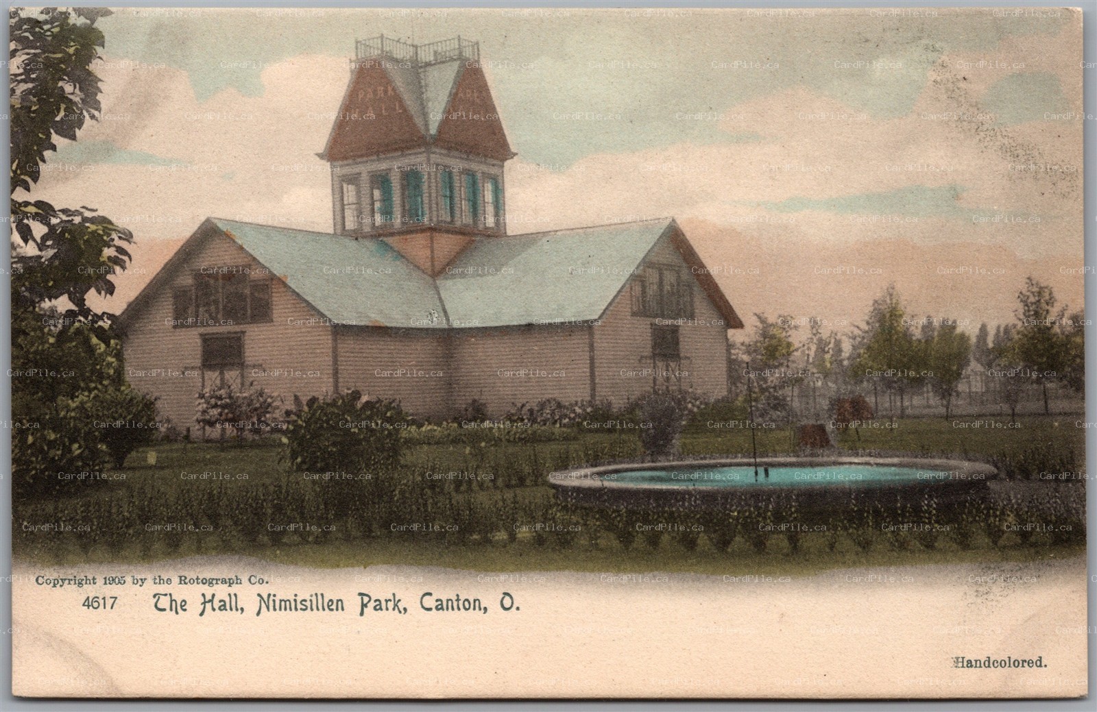 Postcard Canton Ohio c1905 Nimisillen Park The Hall Handcolored