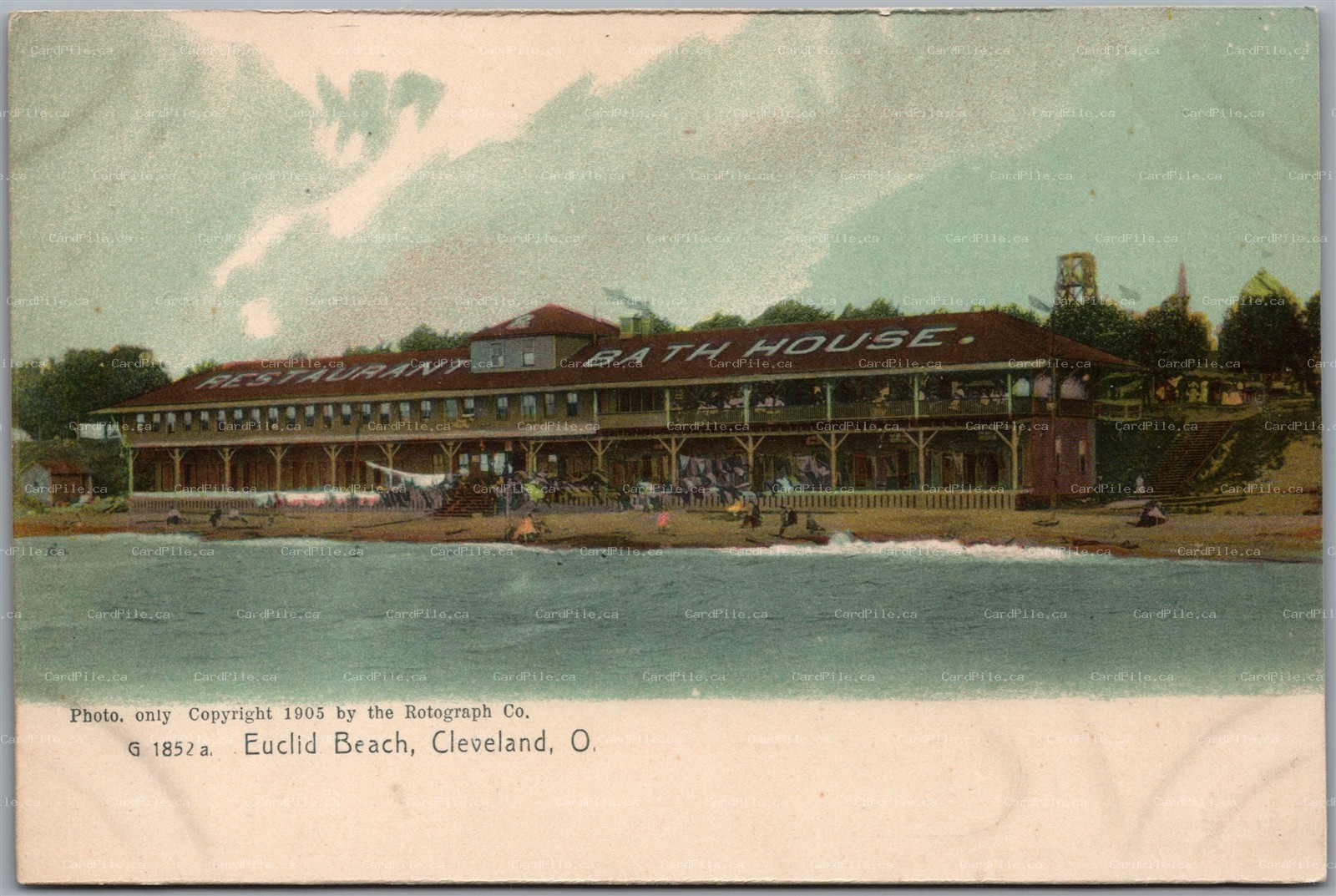Postcard Cleveland Ohio c1905 Euclid Beach Restaurant and Bath House Rotograph