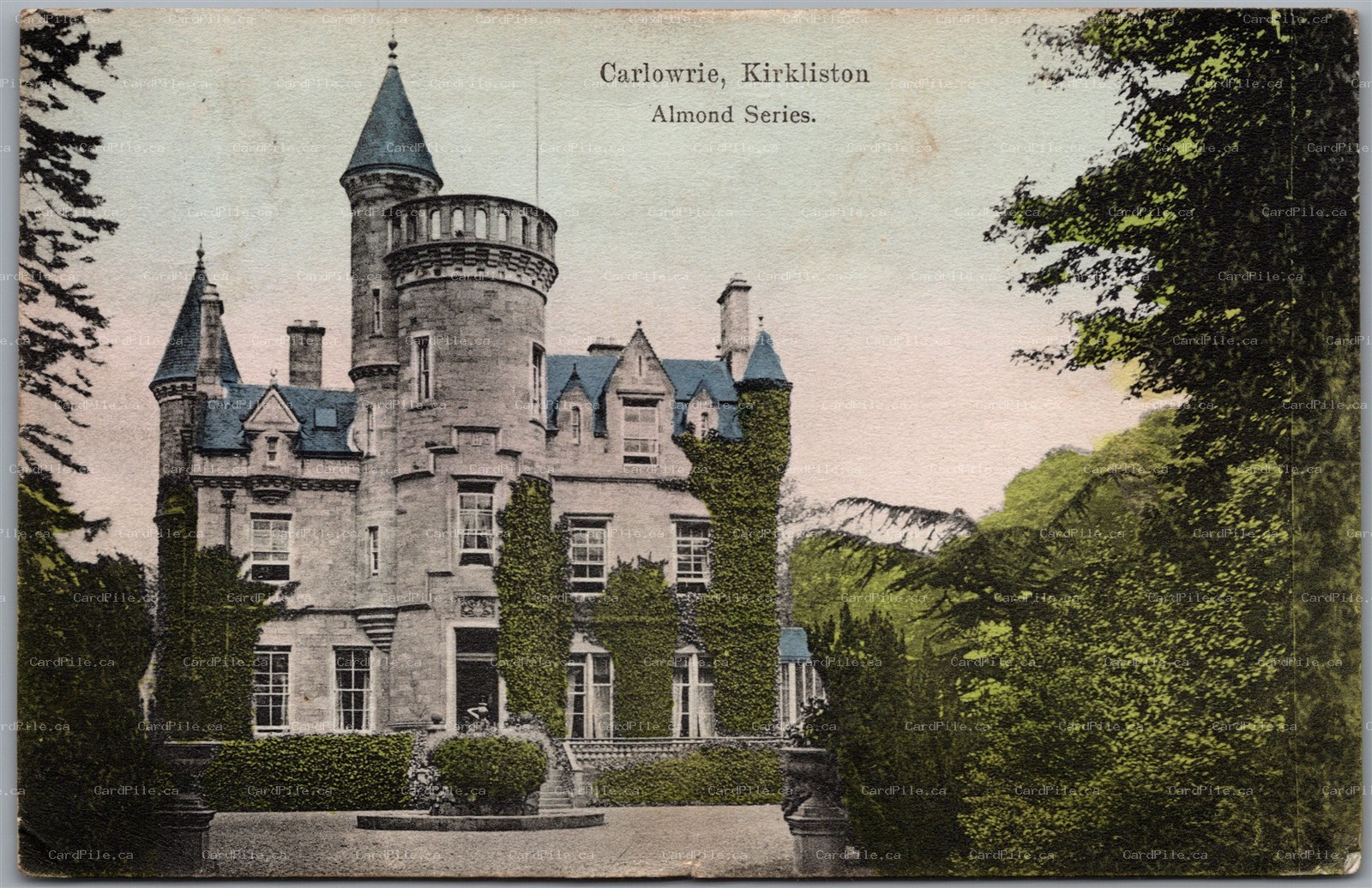 Postcard Kirkliston Scotland c1908 Carlowrie Castle Almond Series