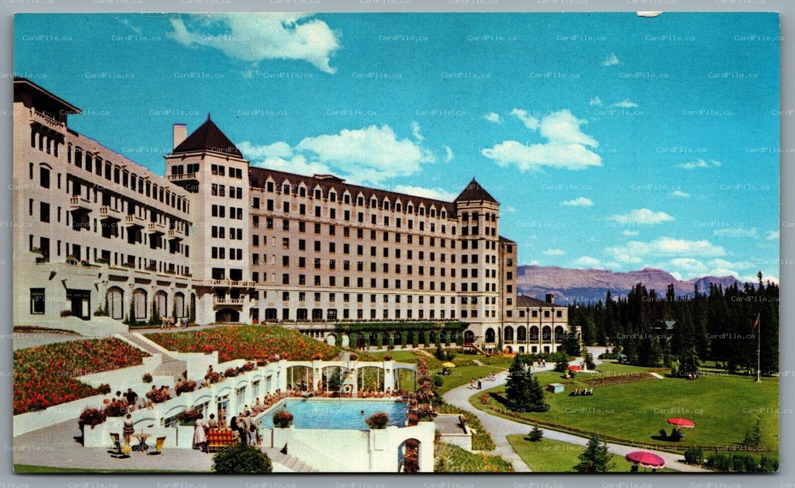 Postcard Lake Louise AB 1960s Chateau Lake Louise Swimming Pool Canadian Rockies