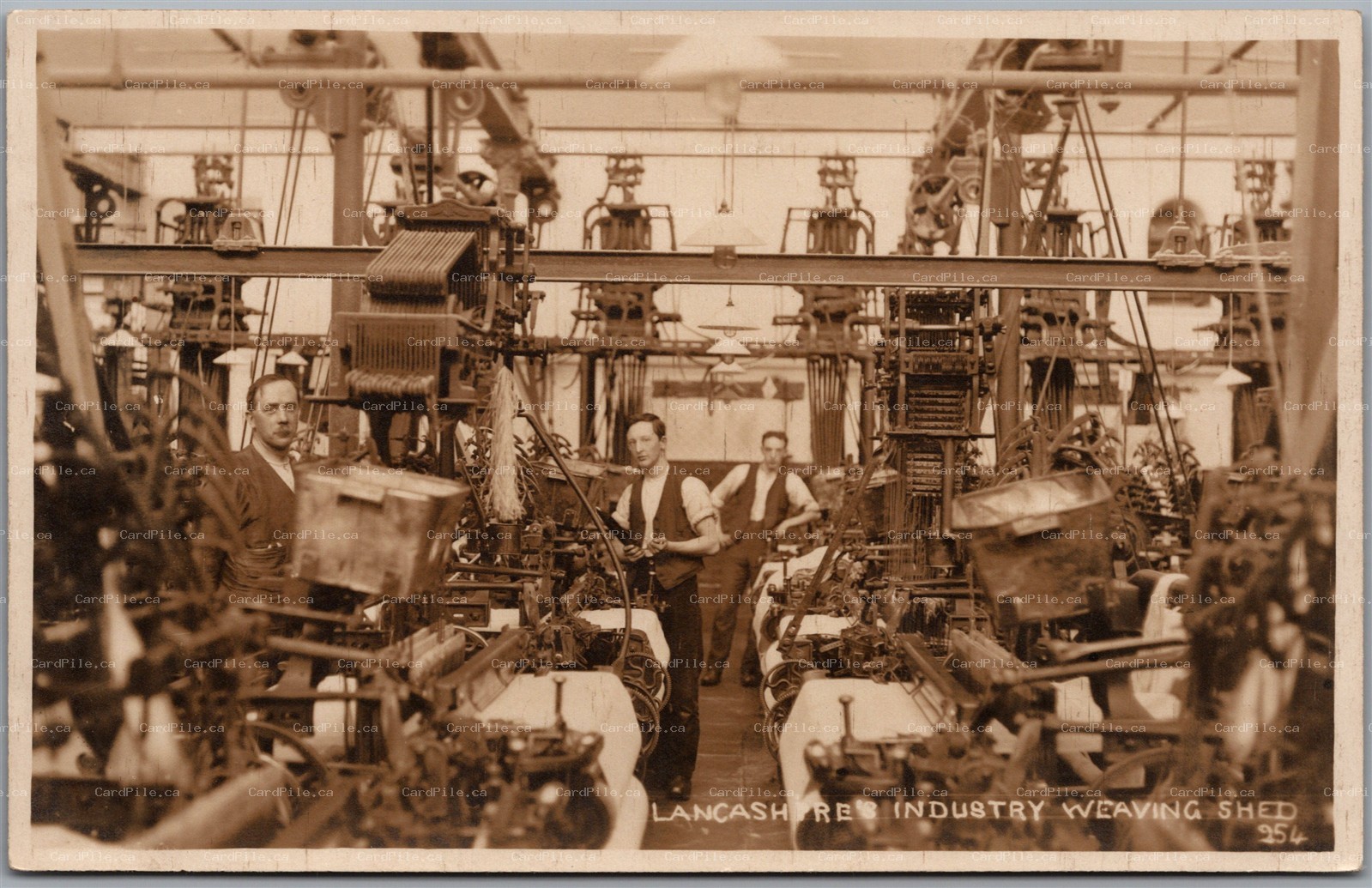Postcard RPPC Lancashire England Industry Weaving Shed
