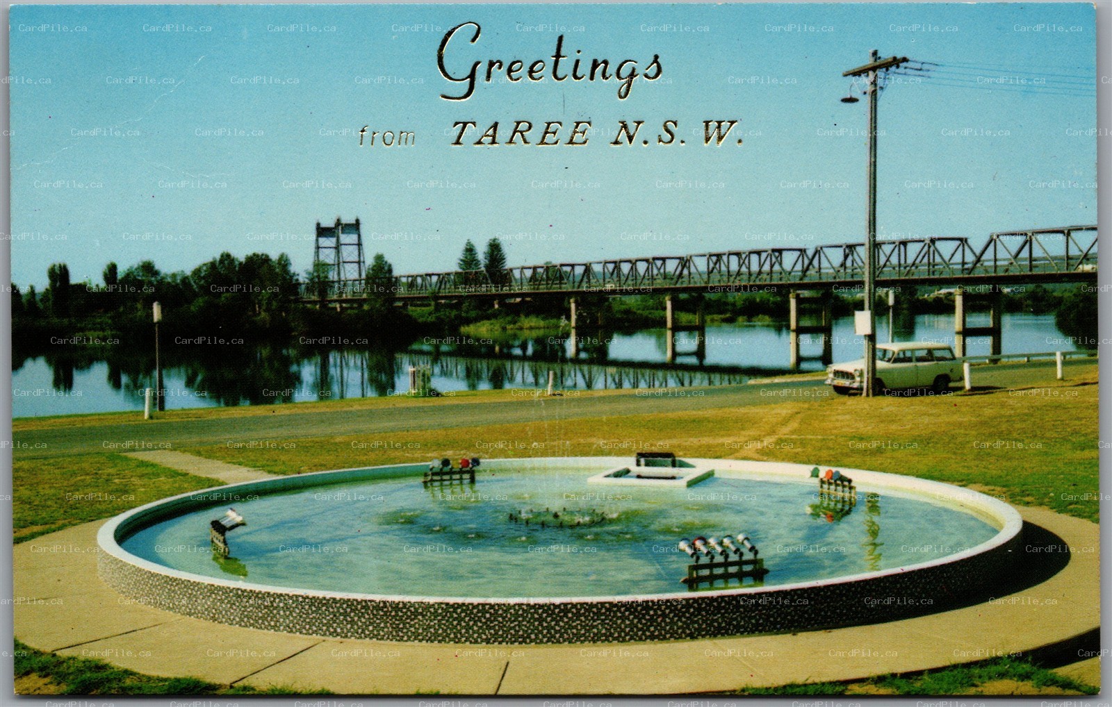 Postcard Greetings from Taree New South Wales Ruprecht Pioneer Fountain