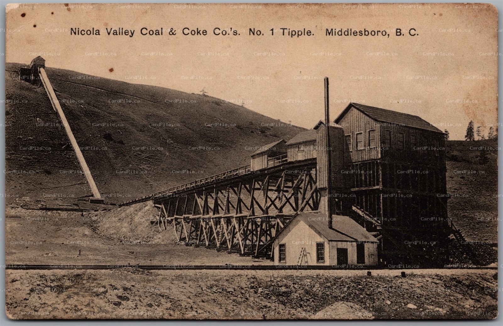Postcard Middlesboro British Columbia Nicola Valley Coal & Coke Co No. 1 Tripple