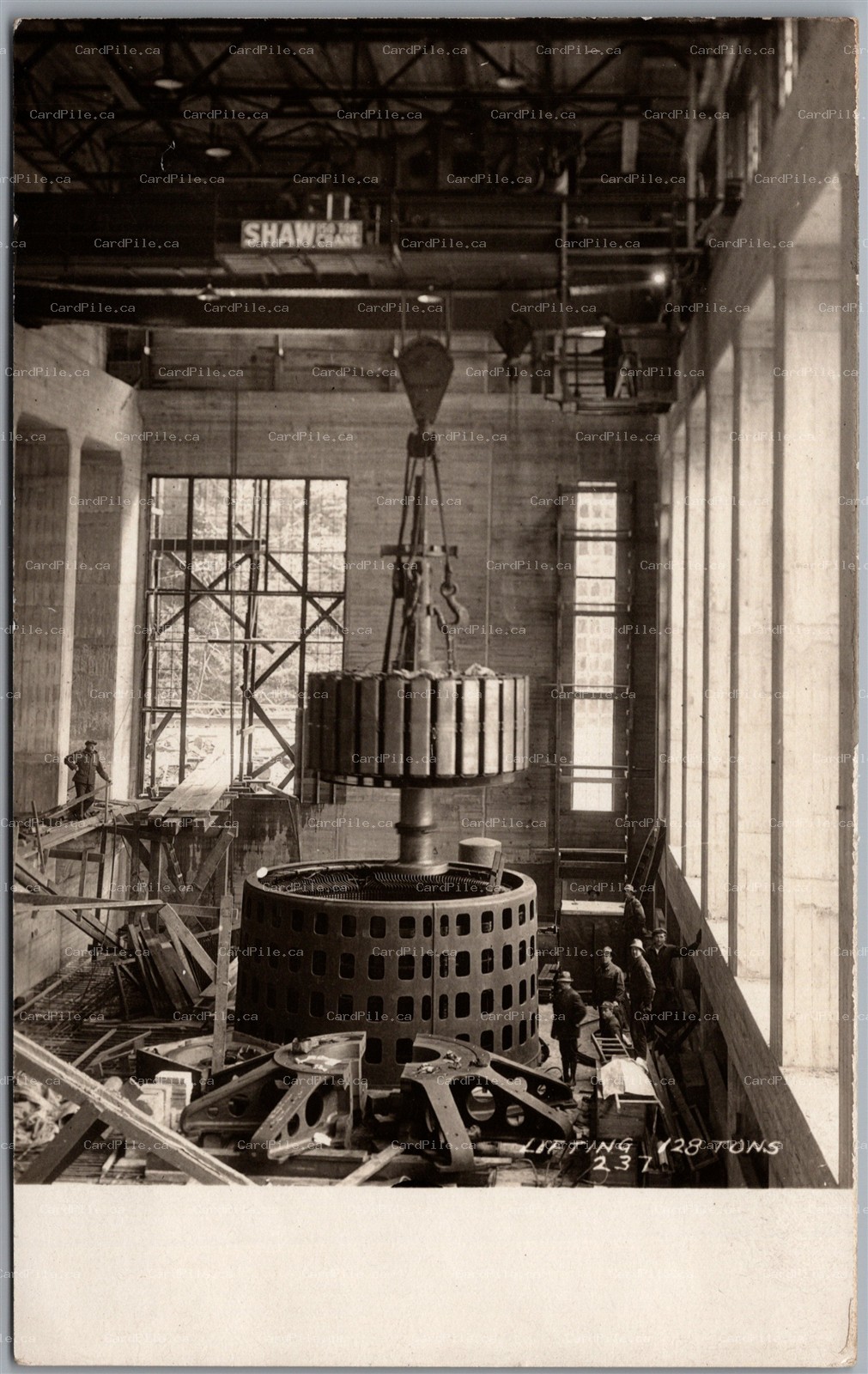 RPPC c1910s Rockport Washington Skagit Gorge Dam Powerhouse Turbine Install A