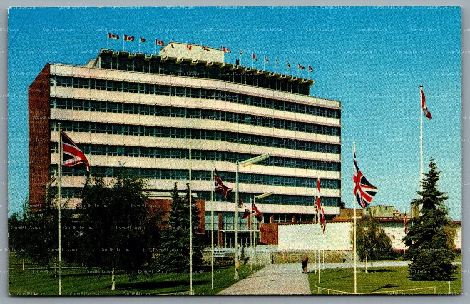 Postcard Edmonton Alberta c1960s City Hall Flags