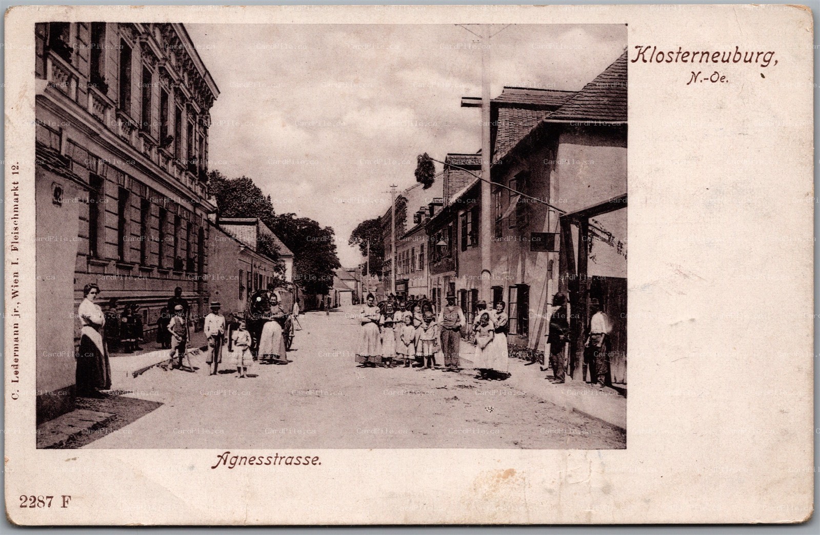 Postcard Klosterneuburg Lower Austria Tulln c1900s Agnesstrasse Street Scene