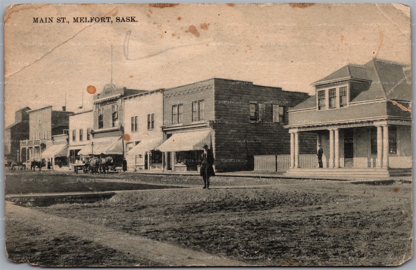 Postcard Melfort Saskatchewan c1910s Main Street Stedman Bros *as is*