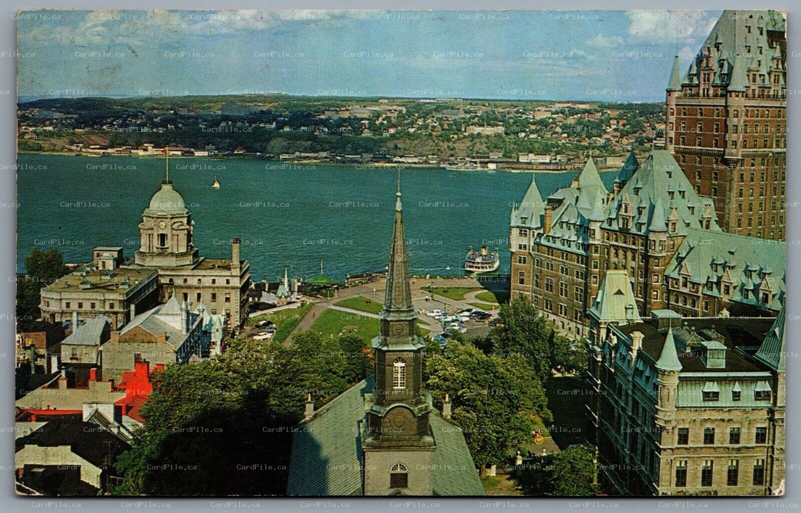 Postcard Quebec City PQ c1969 Birds Eye View Of Old Quebec Cathedral Frontenac