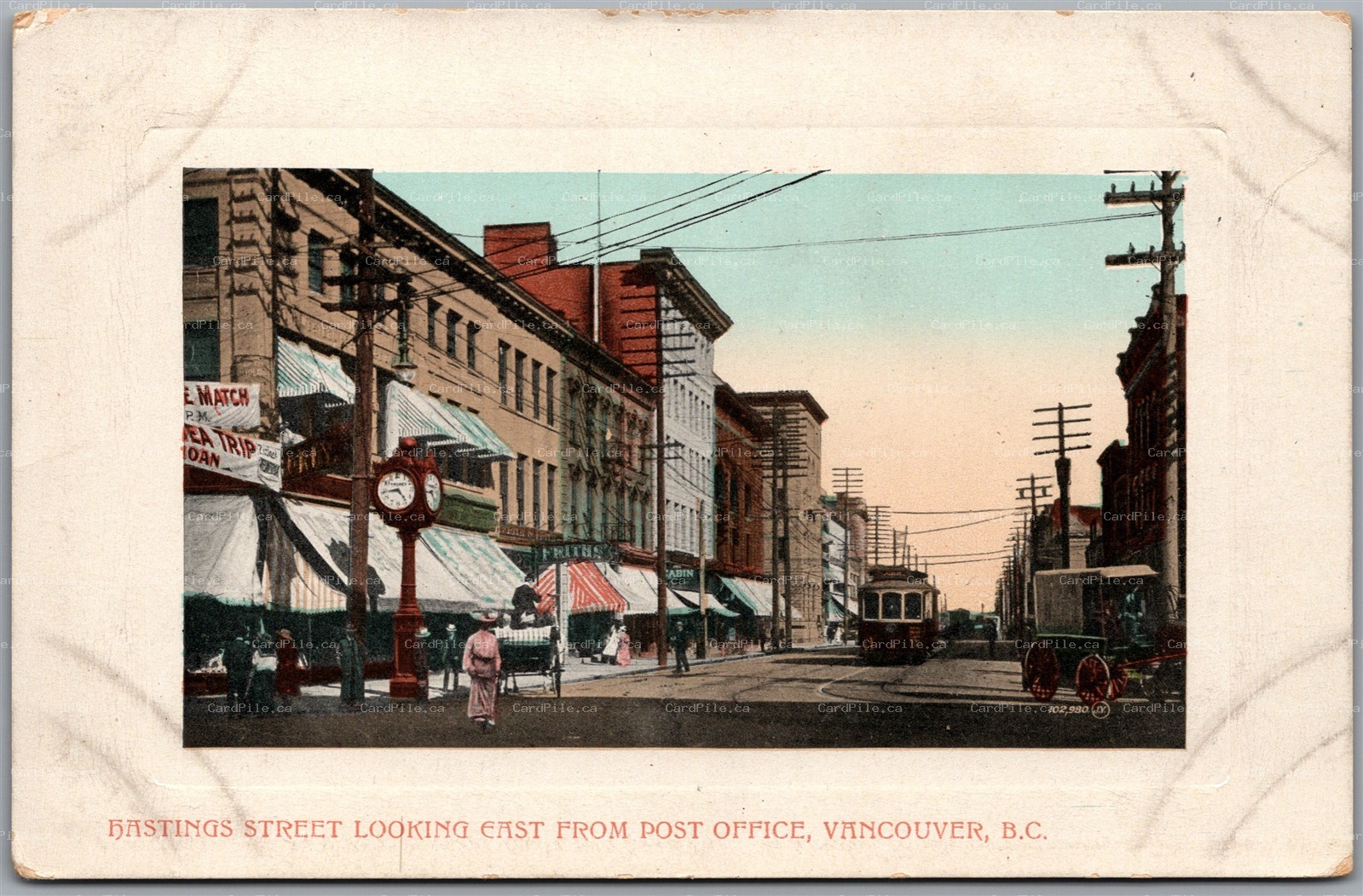 Postcard Vancouver BritishColumbia Hastings Street Looking East from Post Office