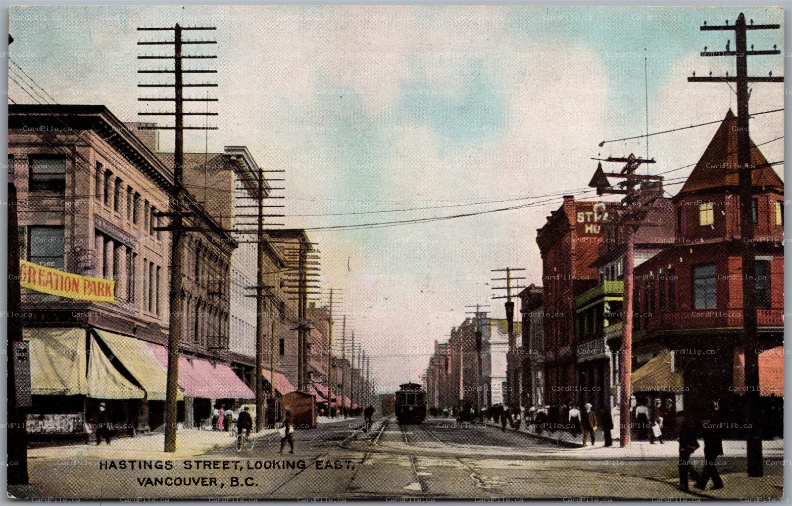 Postcard Vancouver British Columbia Hastings Street Looking East by Warwick