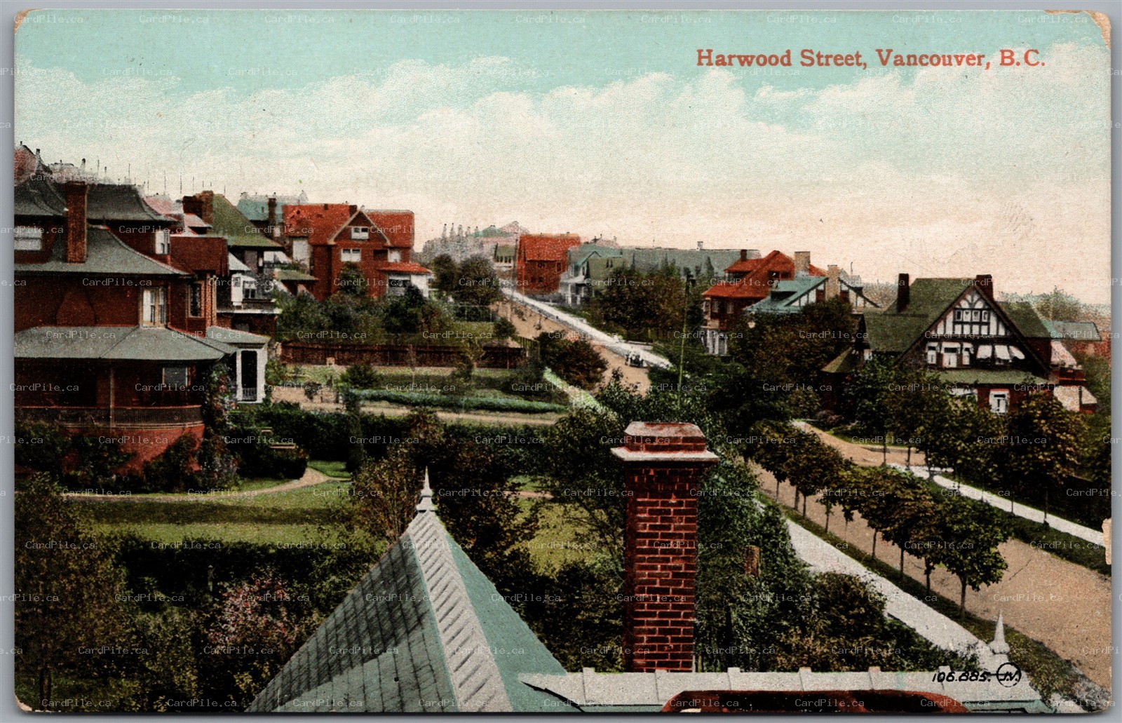 Postcard Vancouver British Columbia c1914 Howard Street Residential Homes