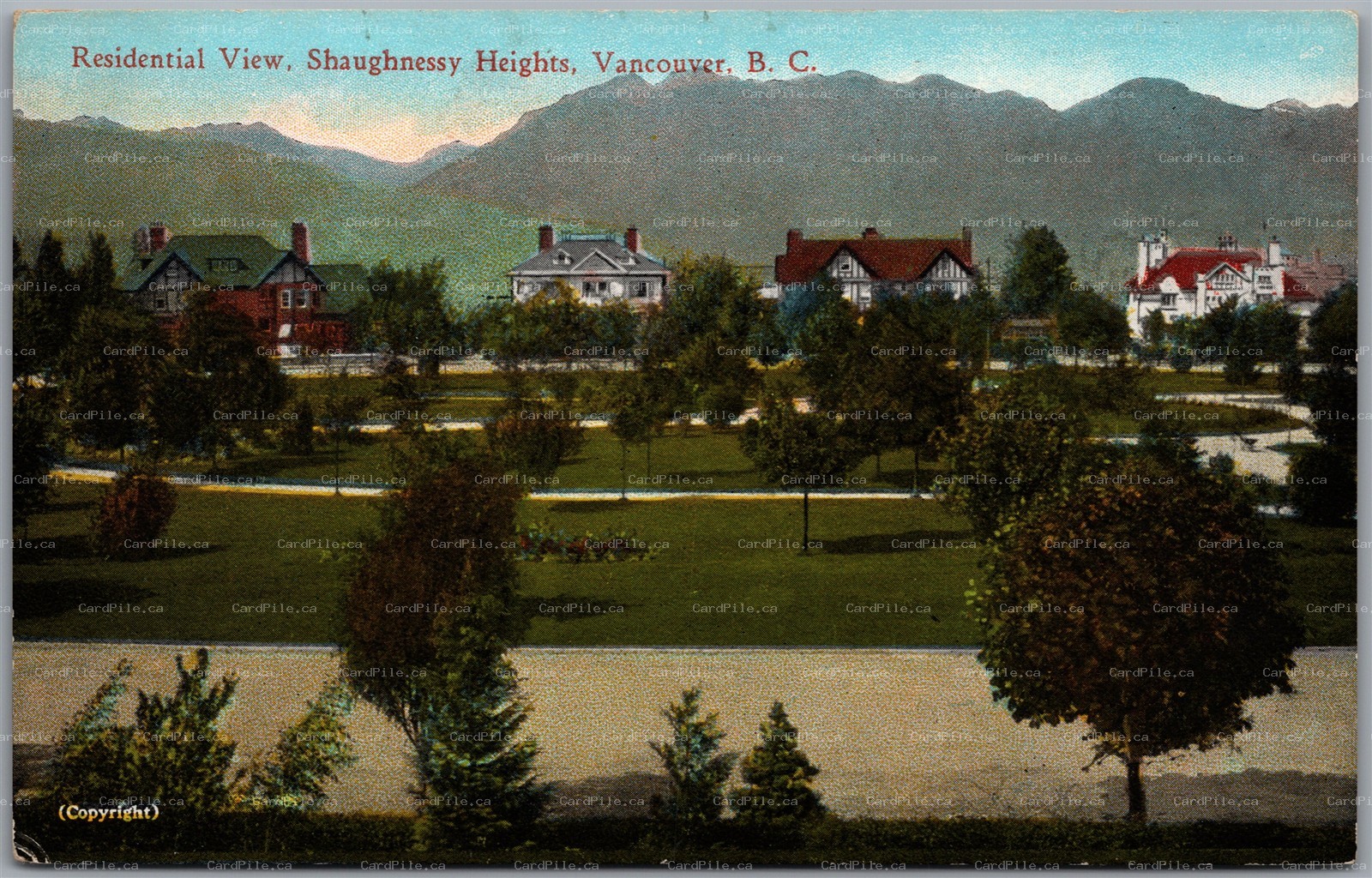 Postcard Vancouver British Columbia c1910s Shaughnessy Heights Residential View