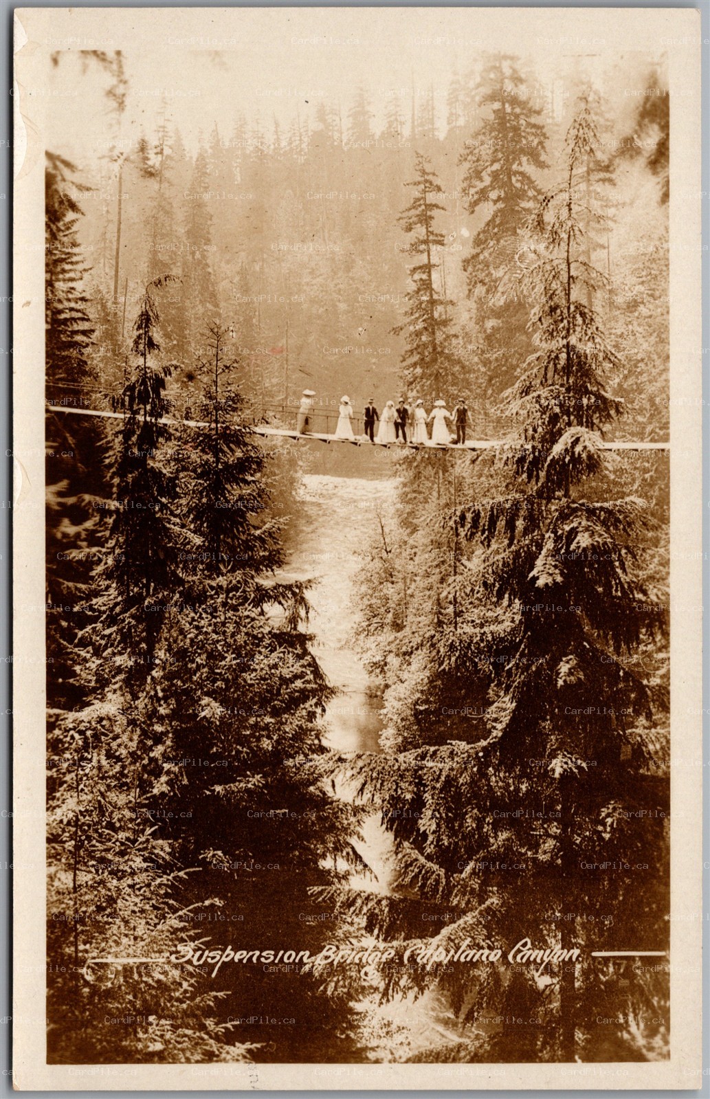 Postcard RPPC North Vancouver British Columbia Capilano Canyon Suspension Bridge