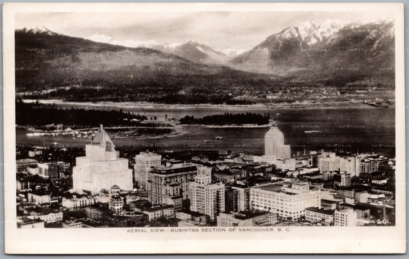 Postcard RPPC Vancouver British Columbia Aerial View Business Section