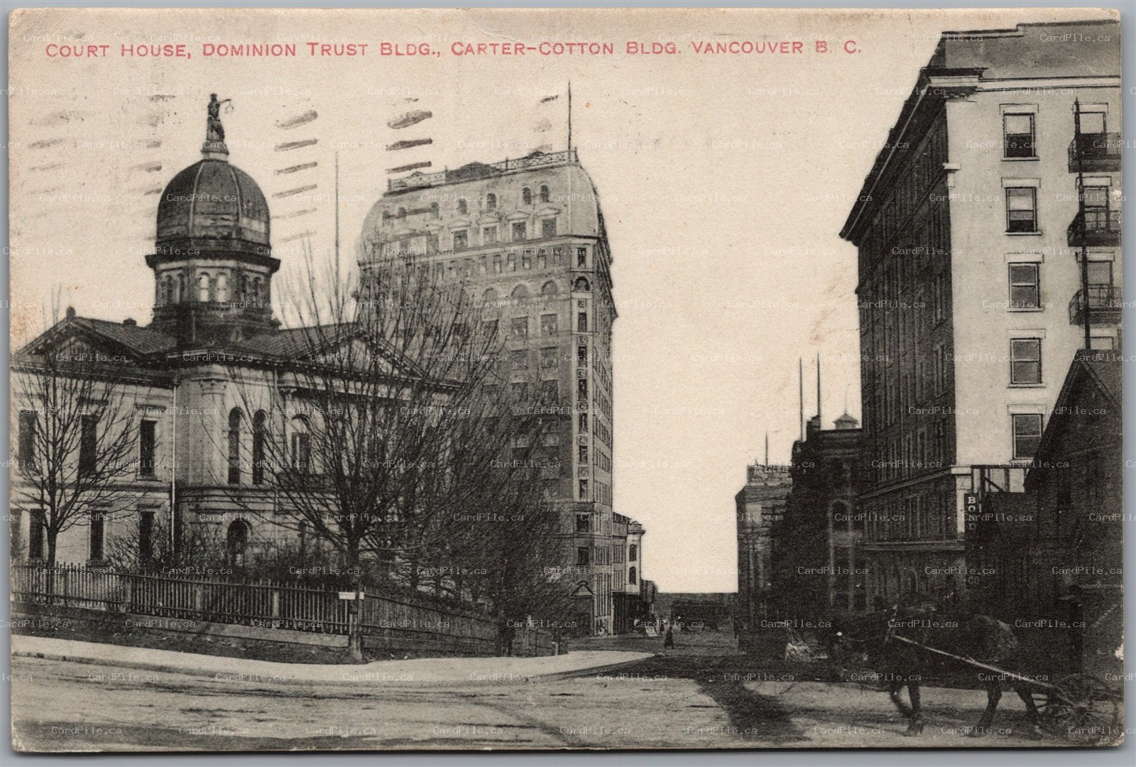 Postcard Vancouver BC c1911 Court House Dominion Trust Bldg Carter Cotton Bldg