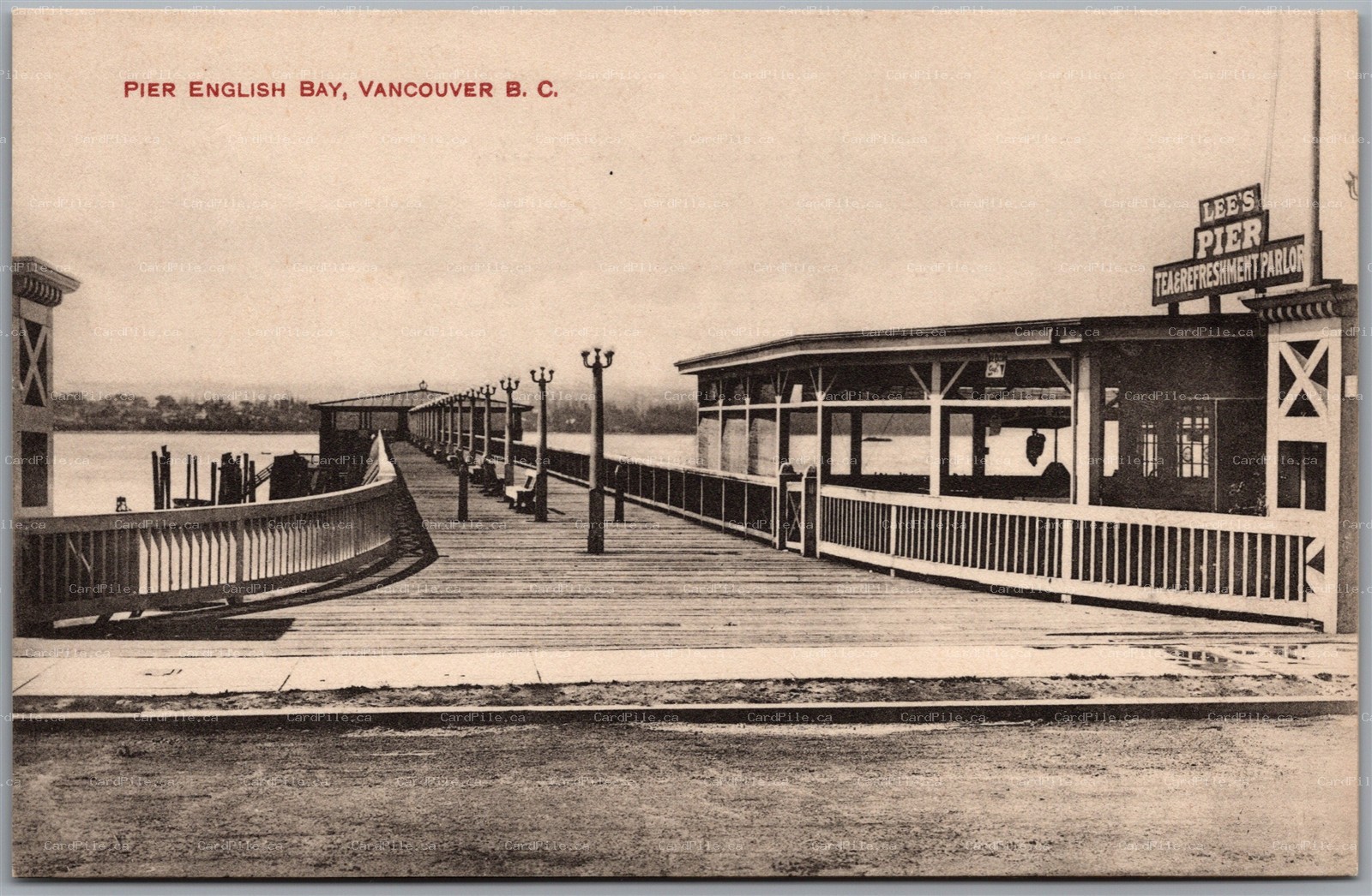 Postcard Vancouver British Columbia c1910s Lee's Pier English Bay Tea Parlor