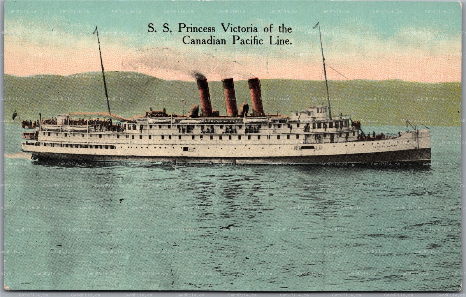 Postcard c1910s SS Princess Victoria Canadian Pacific Line Sank March 1953