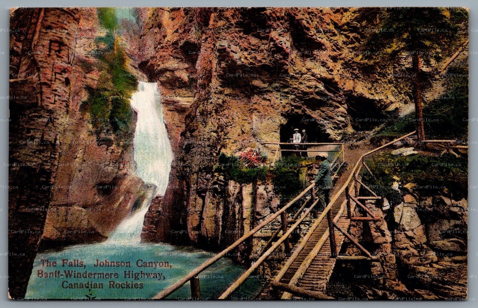 Postcard Banff National Park AB c1910s The Falls Johnson Canyon Windermere Hwy
