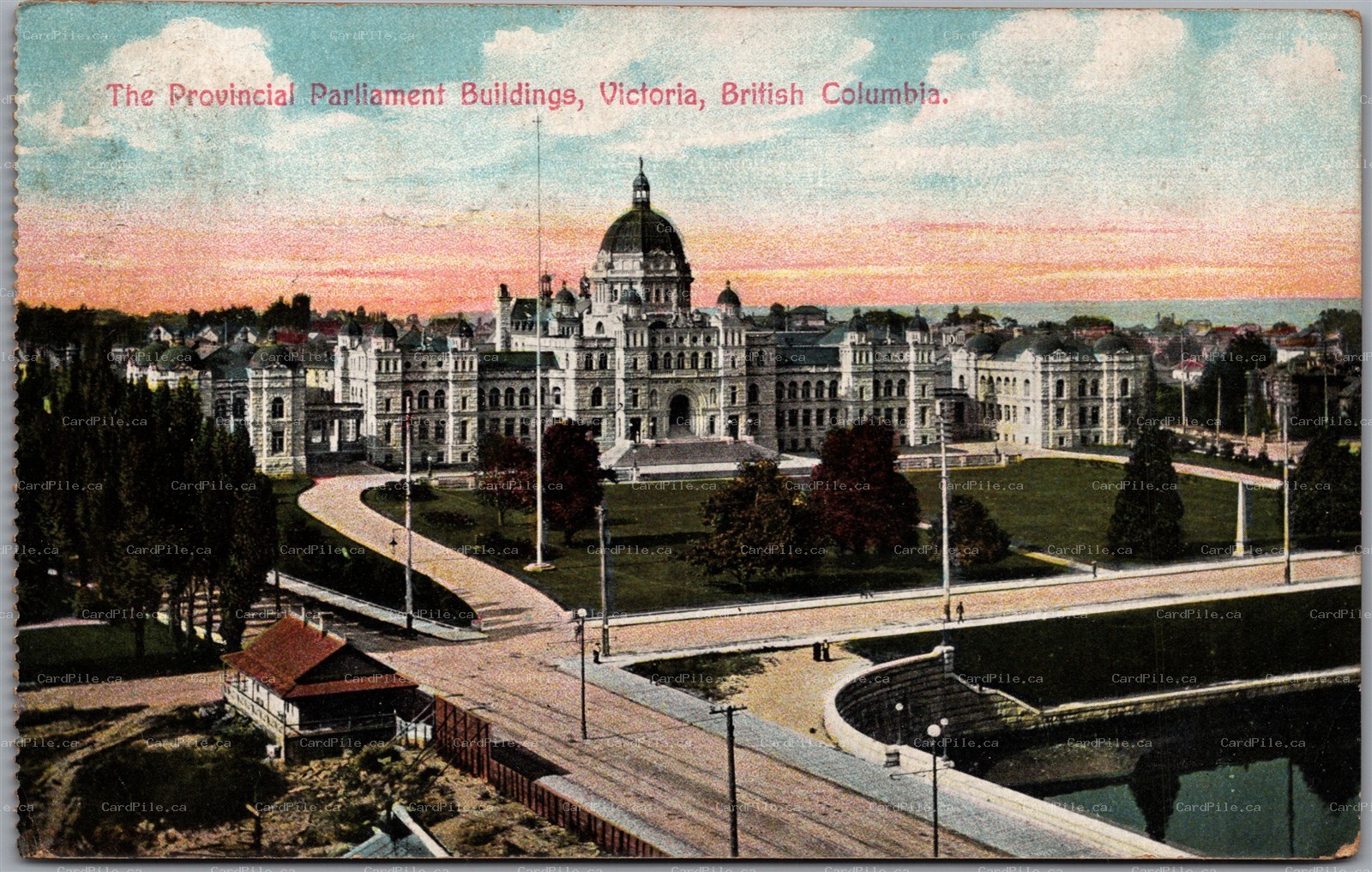 Postcard Victoria British Columbia 1909 Parliament Split Ring Campbell River