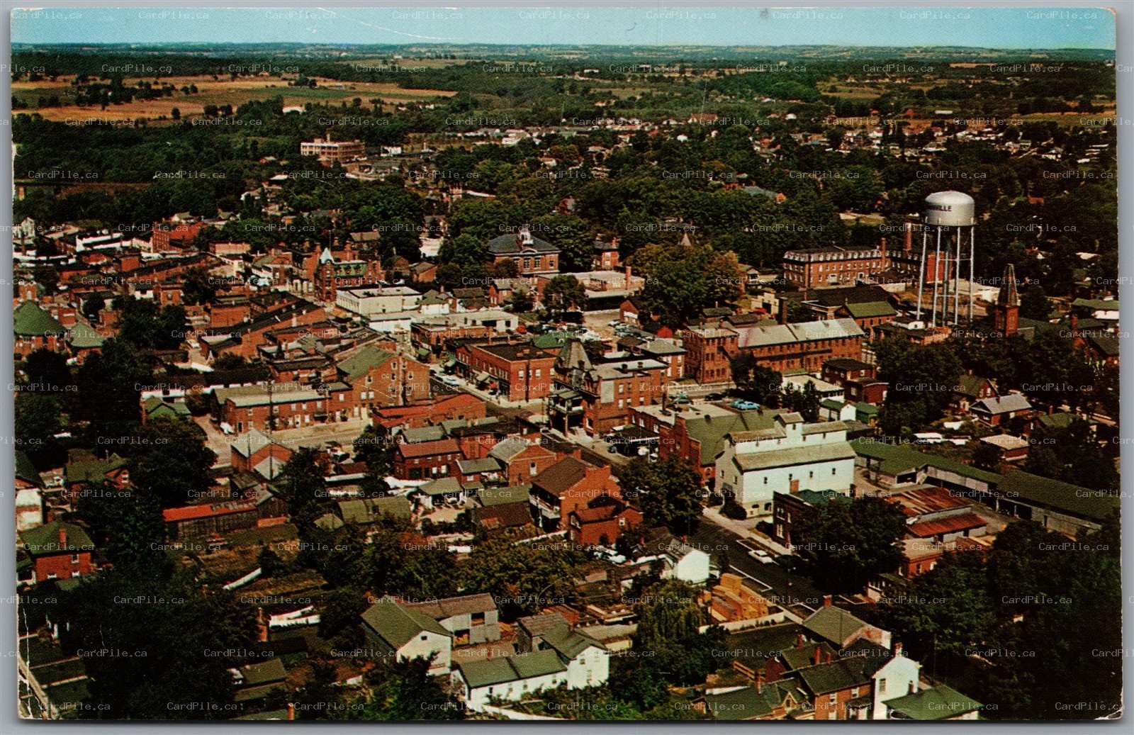 Postcard Bowmanville Ontario Aerial View Jury & Lovell Rexall Store Rickaby's