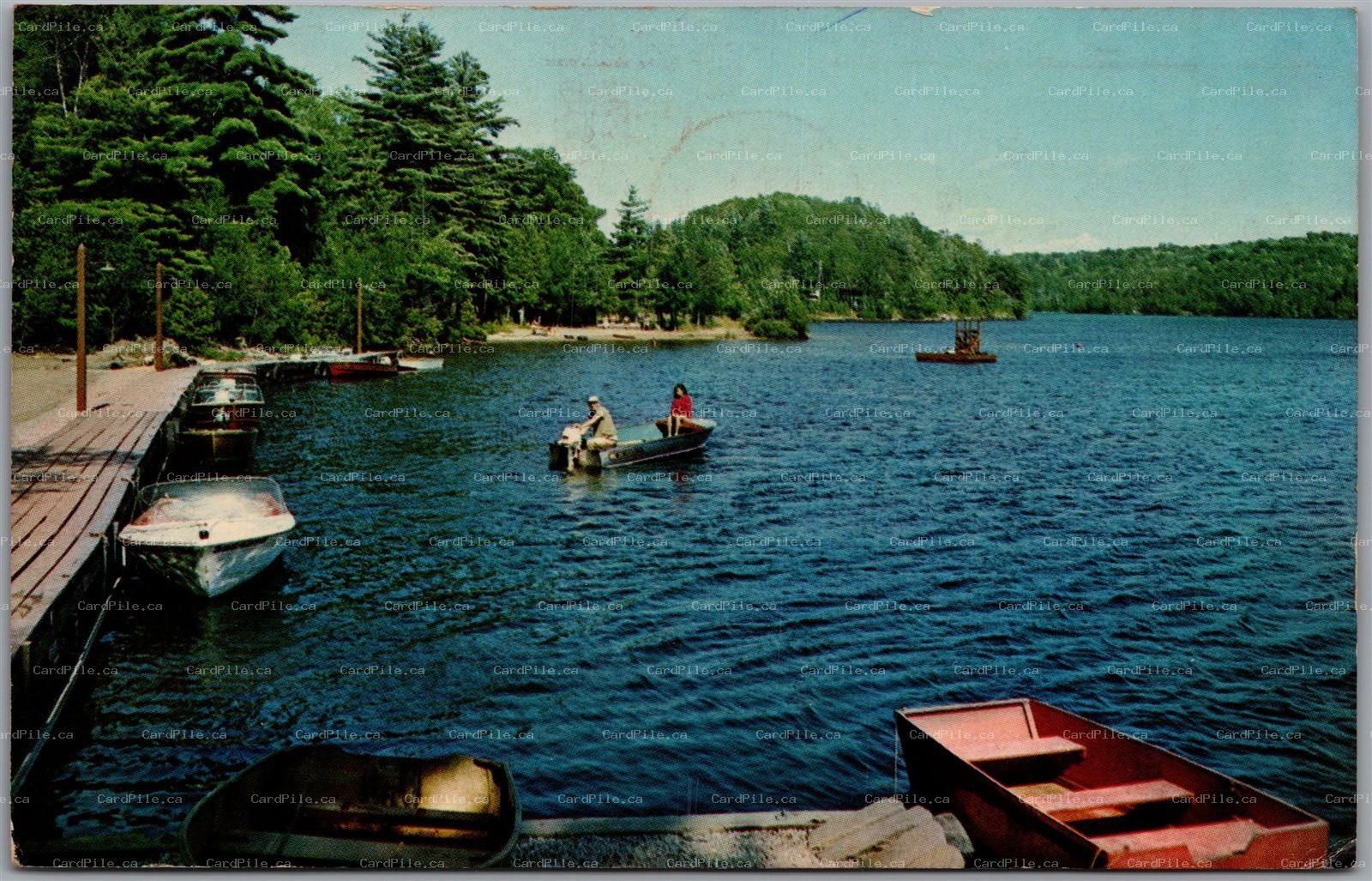 Postcard Parry Sound Ontario c1970 Lakeside Marina Boats Scenic View