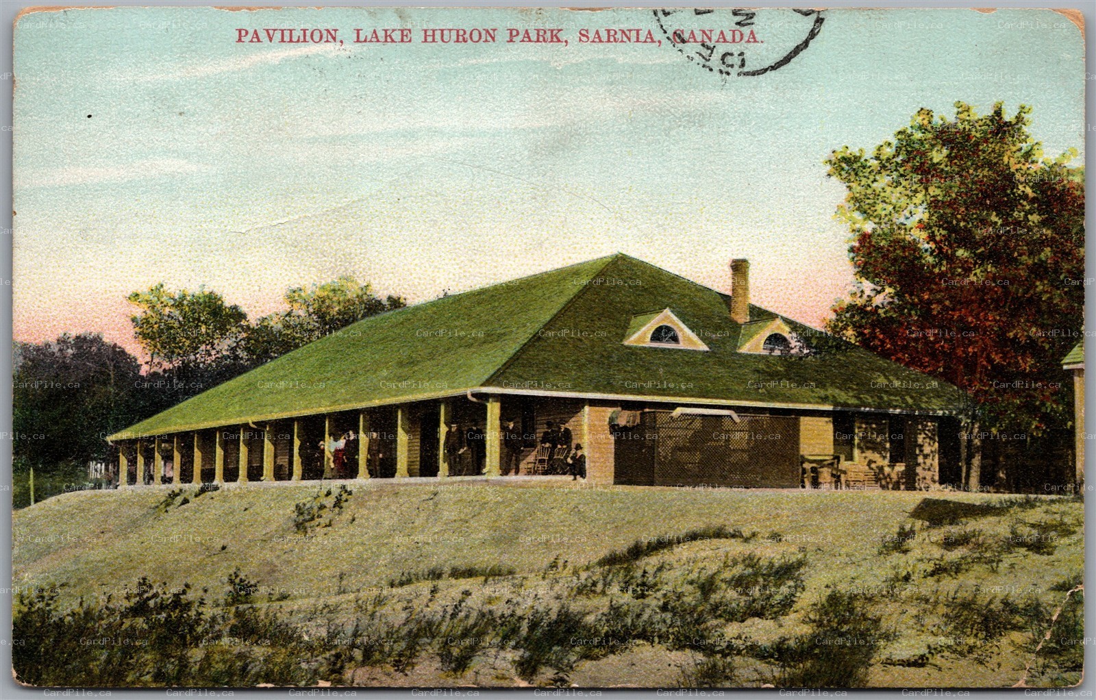 Postcard Sarnia Ontario c1909 Pavilion at Lake Huron Park to Petrolea ONT