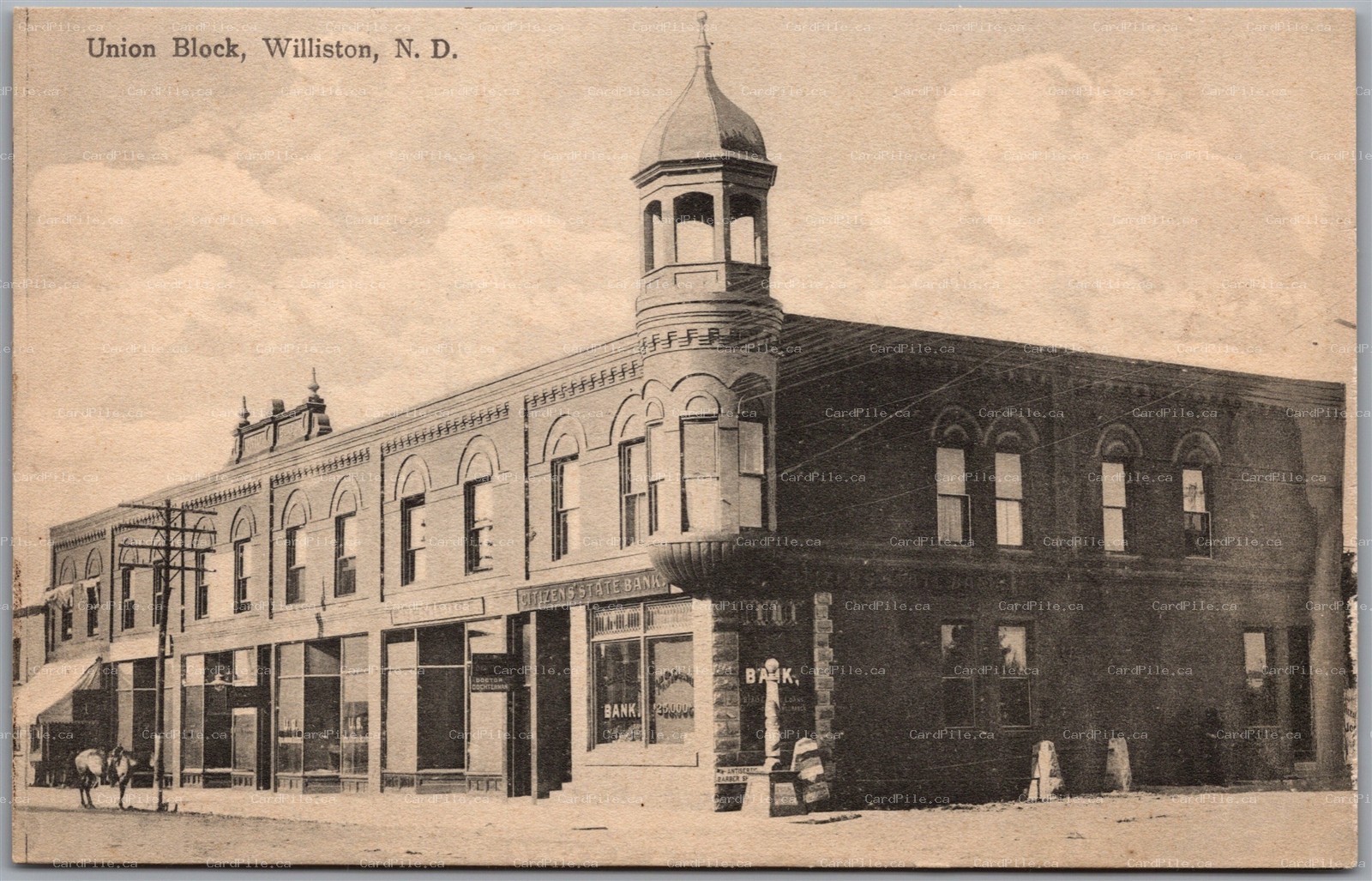Postcard Williston North Dakota c1910s Union Block Williams County 