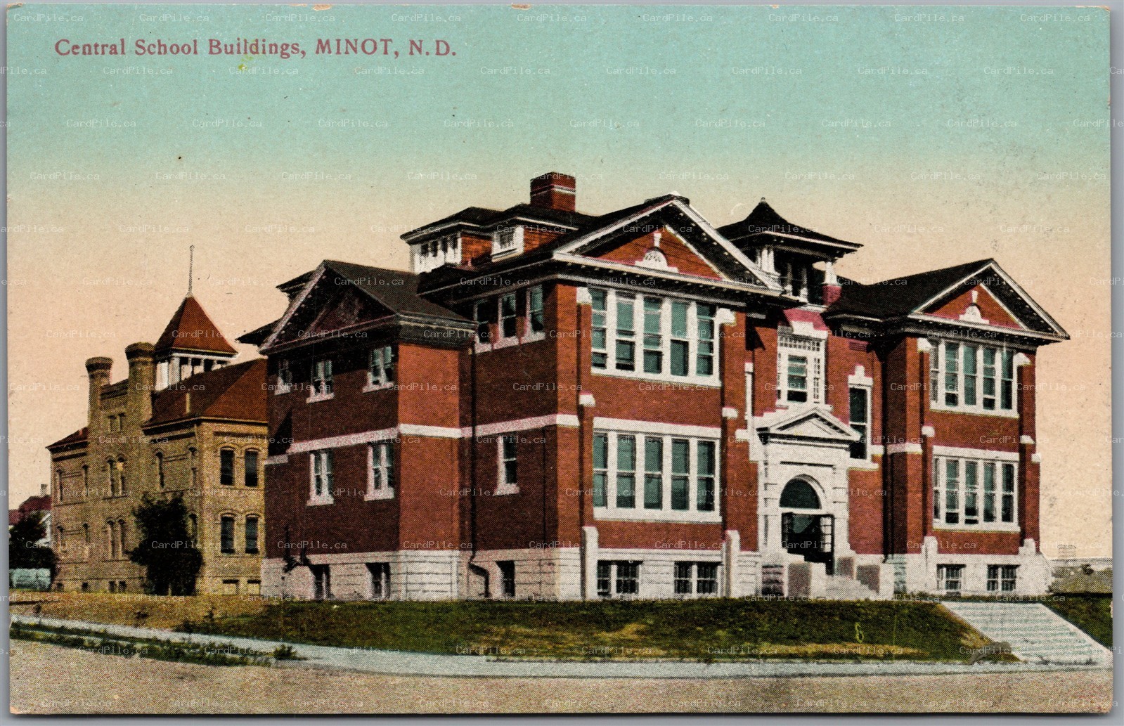 Postcard Minot North Dakota c1910s Central School Buildings Ward County