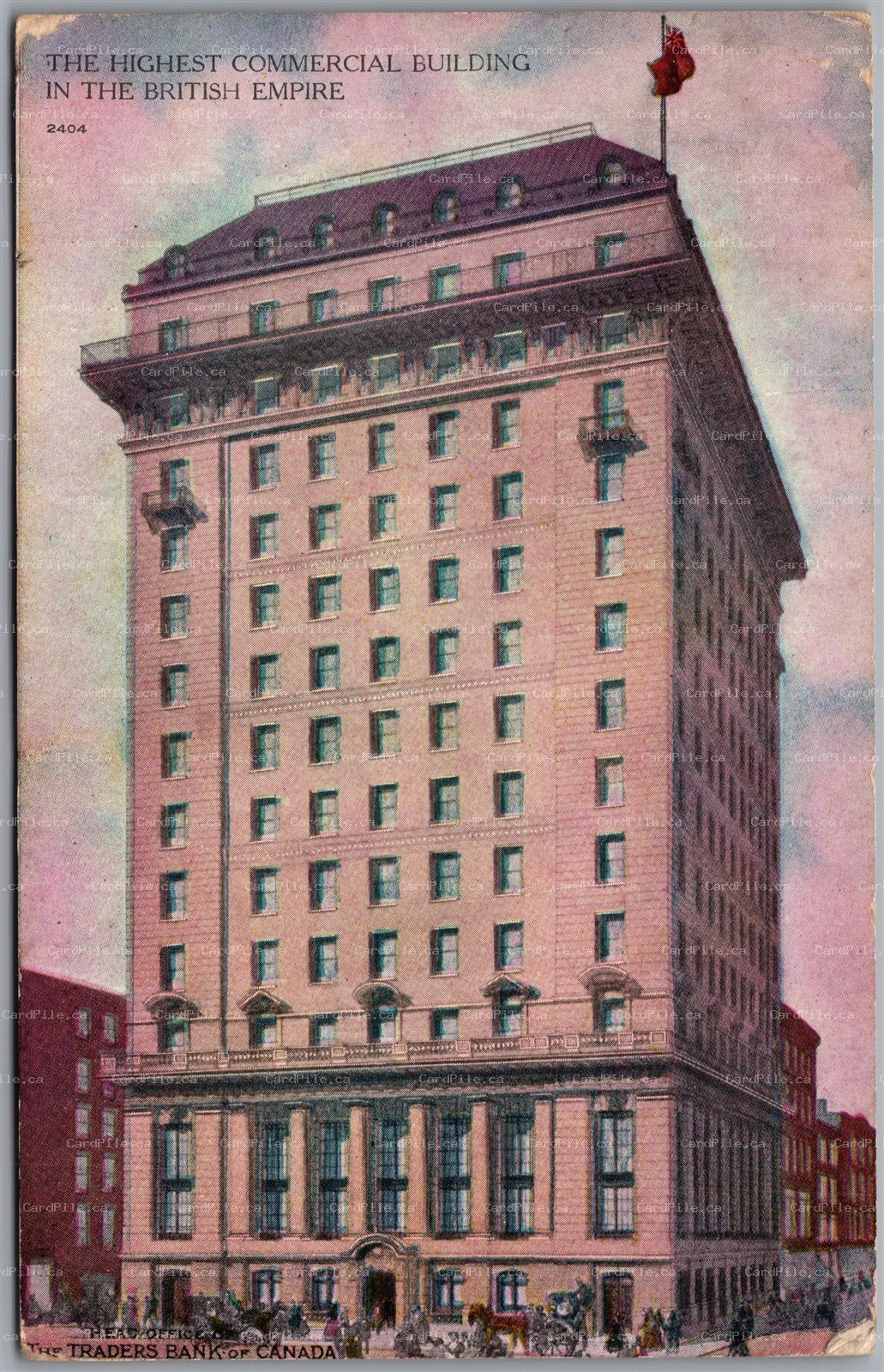 Postcard Toronto Ontario c1910 Traders Bank of Canada Head Office to Gorrie ONT