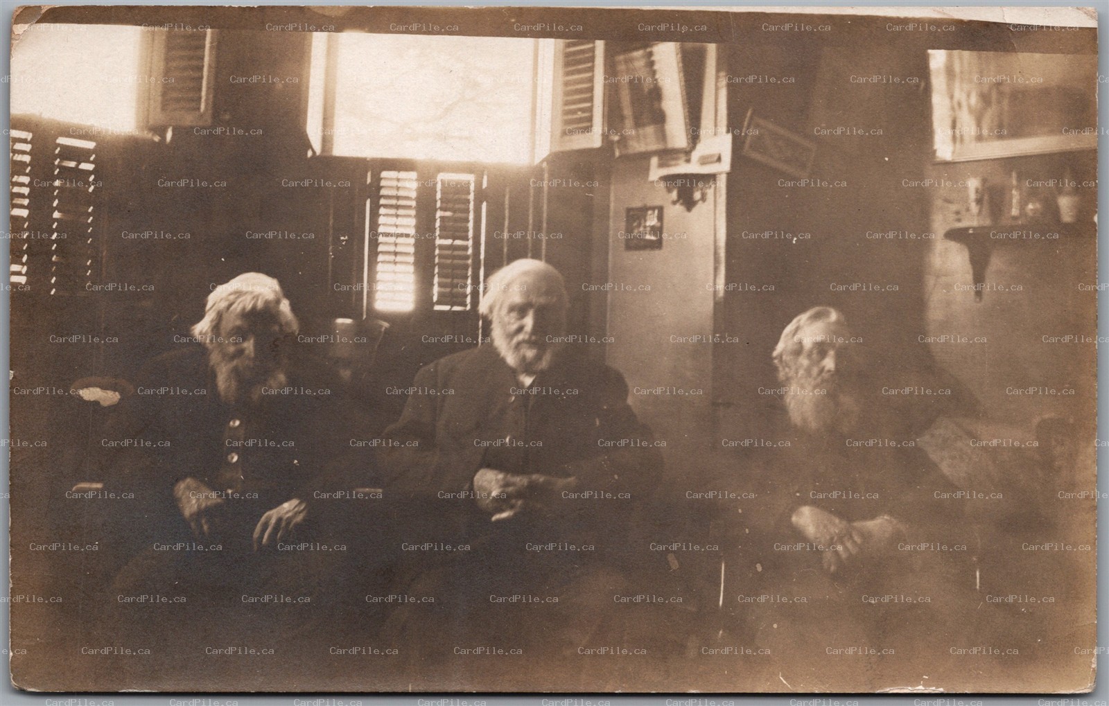 Postcard RPPC c1910s Photo of 3 Men Inscribed Frank, Erastus and Horace