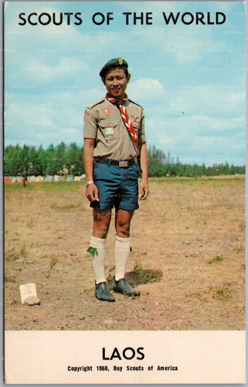 Postcard 1968 Scouts of the World Laos Boy Scout Uniform BSA