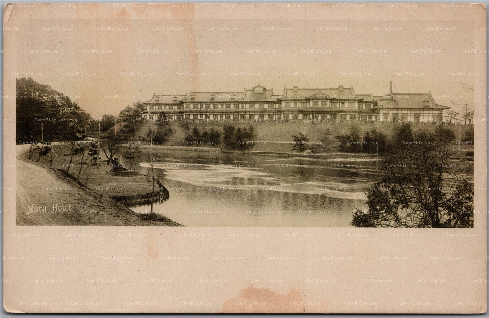 Postcard Nara Hotel Japan Imperial Government Railways Panoramic View Advert