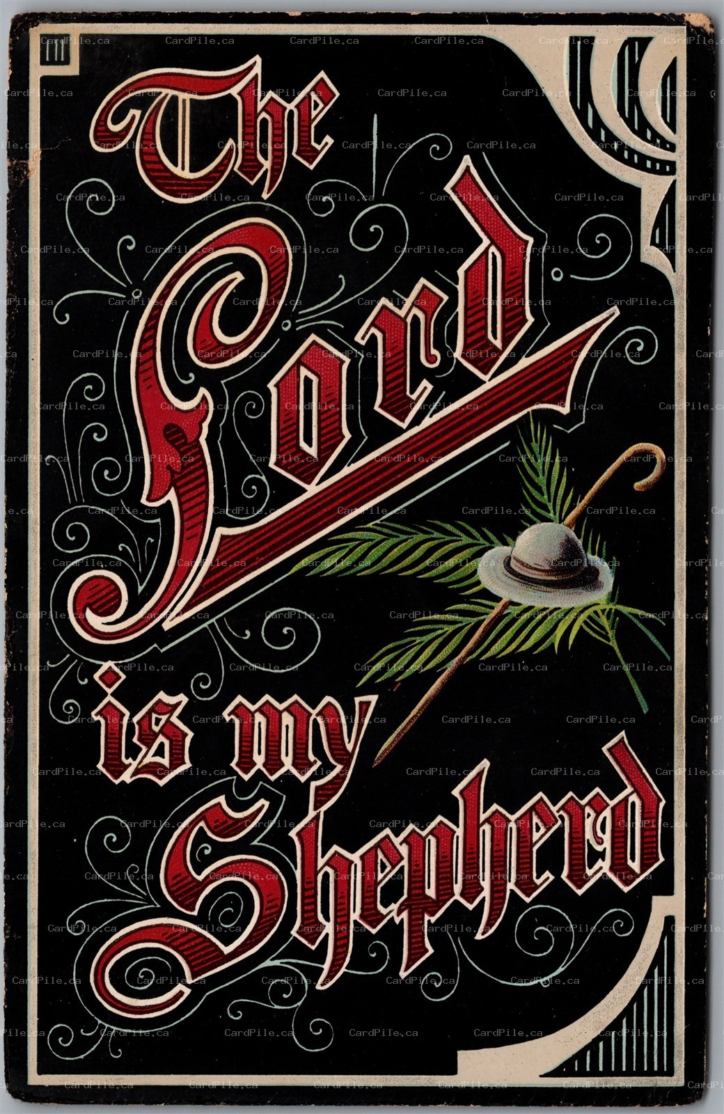 Postcard 1910s Biblical The Lord Is My Shepherd Religious Motto Large Lettering 