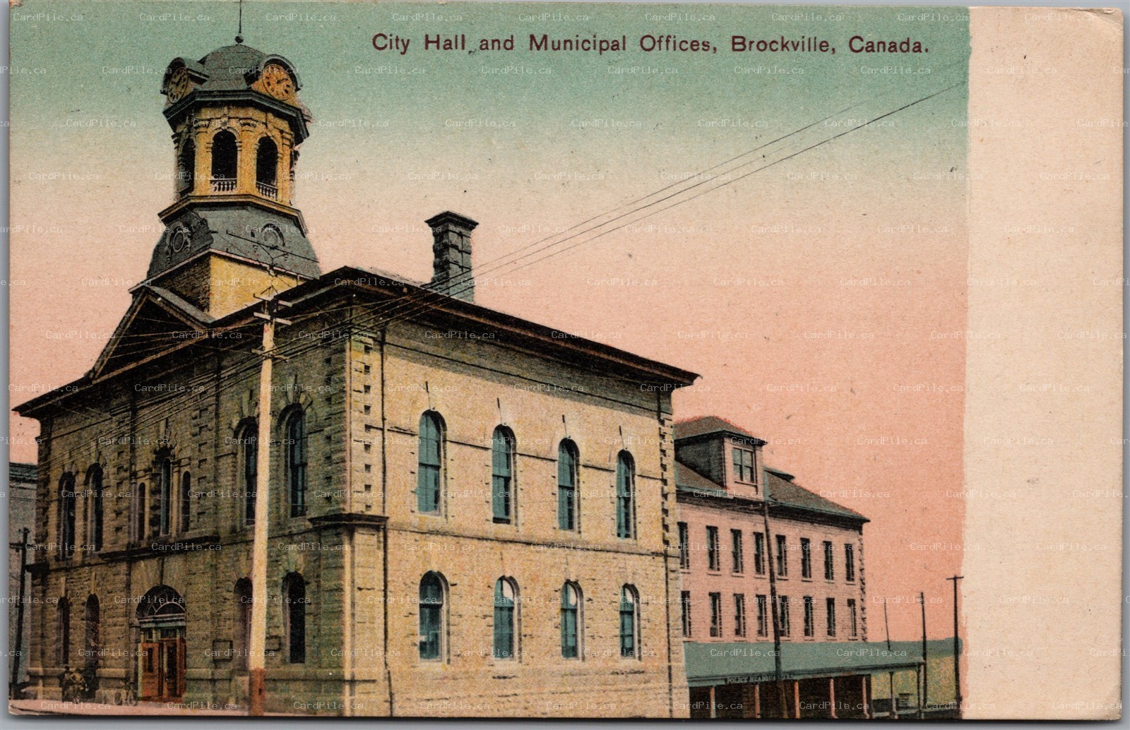 Postcard Brockville Ontario c1910s City Hall and Municipal Offices Leeds 