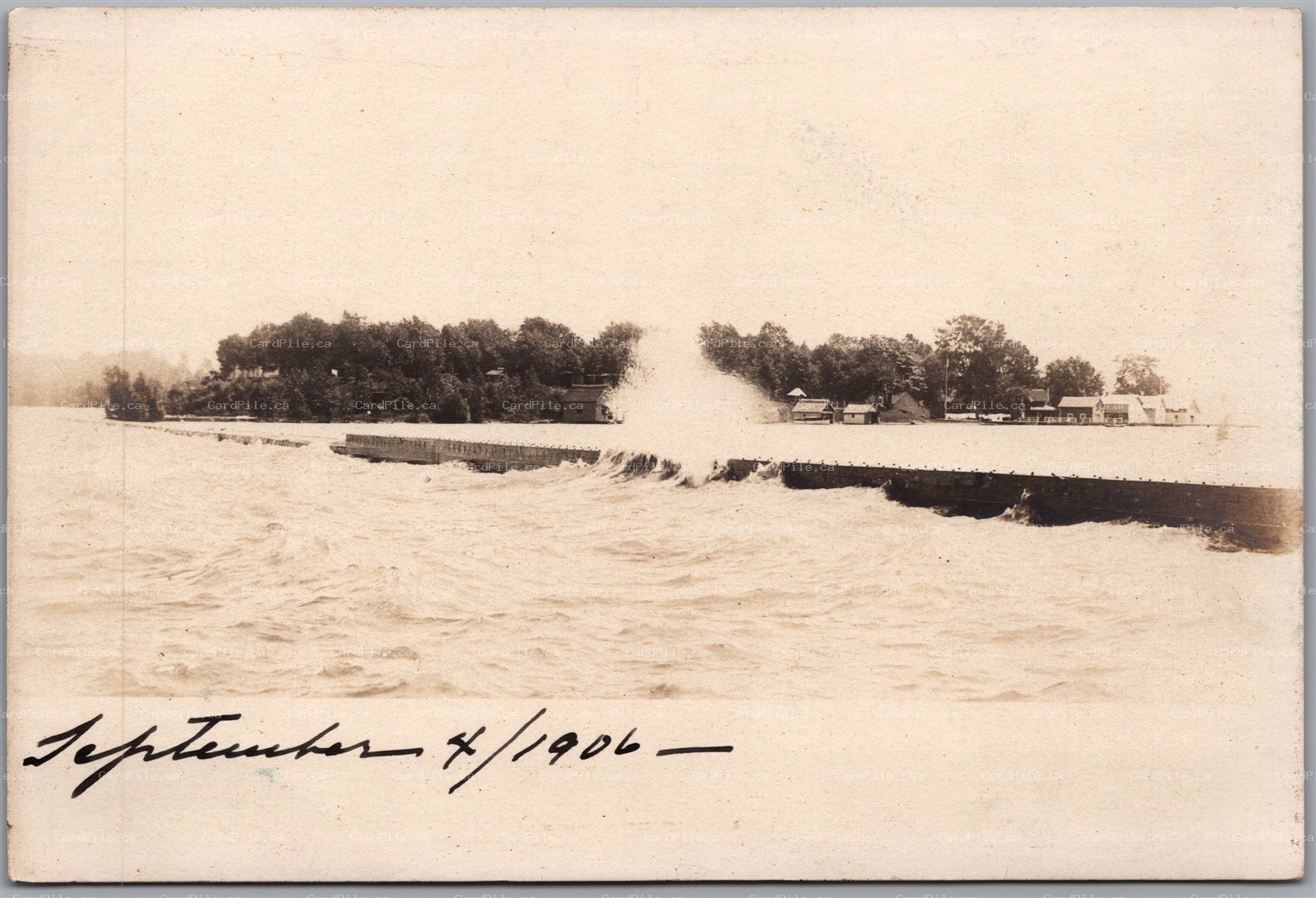 Postcard RPPC c1906 Sodus Bay New York Point Charles and Breakwater Scenic View