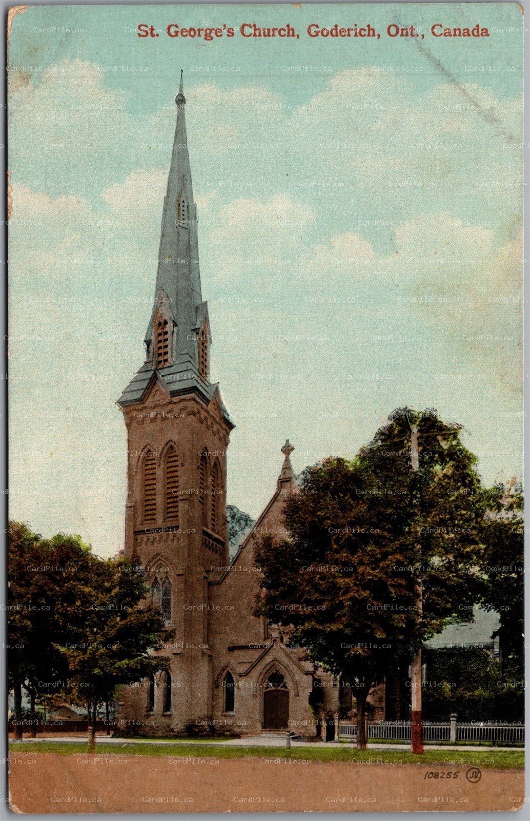 Postcard Goderich Ontario c1915 St. George's Church Huron County to Norwood ONT