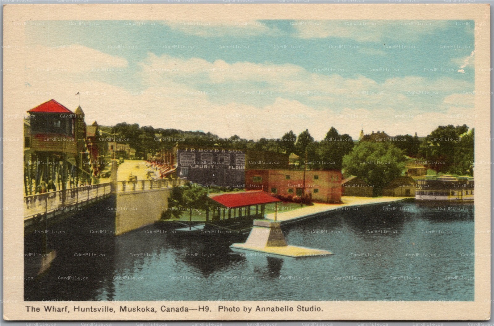 Postcard Huntsville Ontario The Wharf Town View Muskoka Annabelle Studio PECo