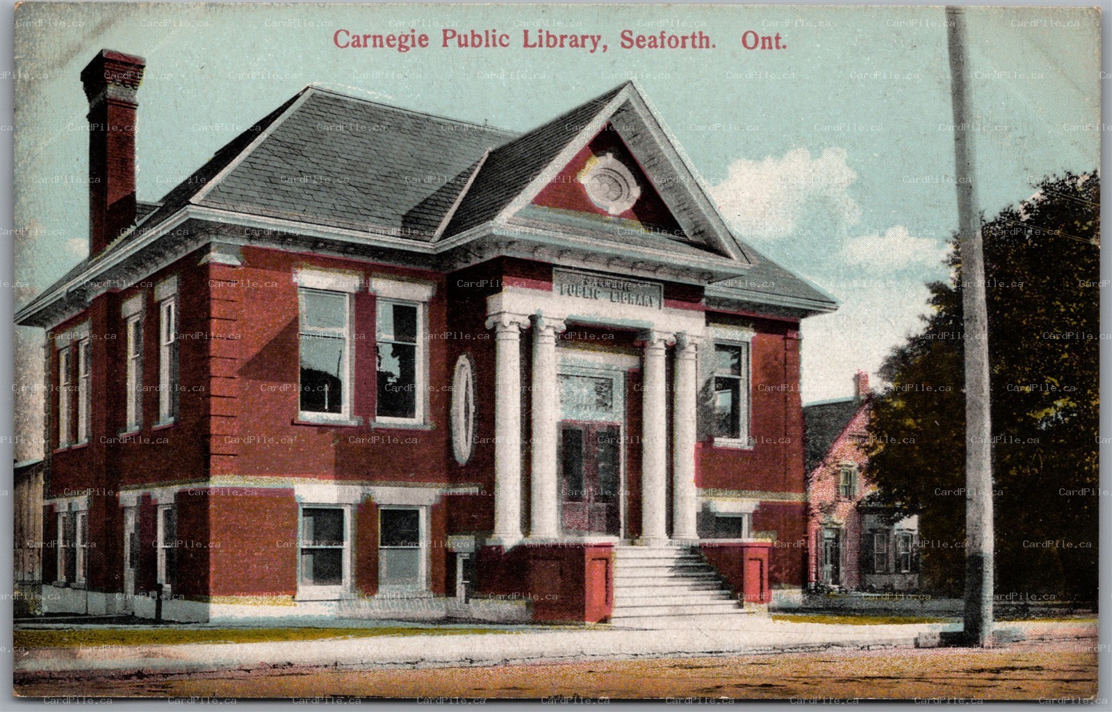 Postcard Seaforth Ontario c1910s Carnegie Public Library Huron County by Pugh