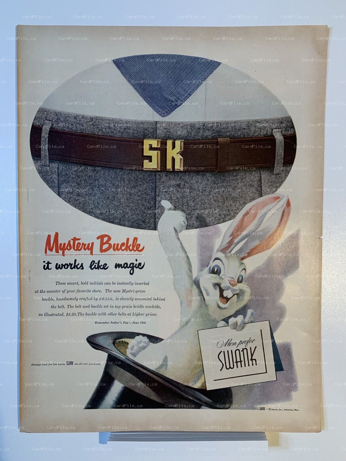 1950 Swank Mystery Buckle - Singer Sewing - Magazine Ad