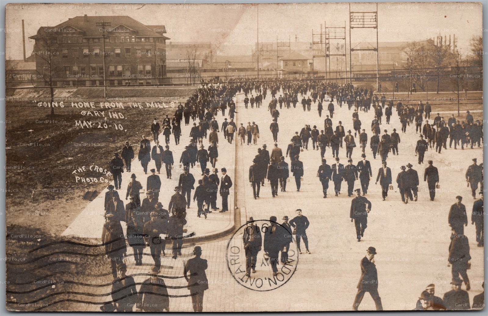 Postcard RPPC c1910 Gary Indiana Going Home from the Mills by Crose Photo