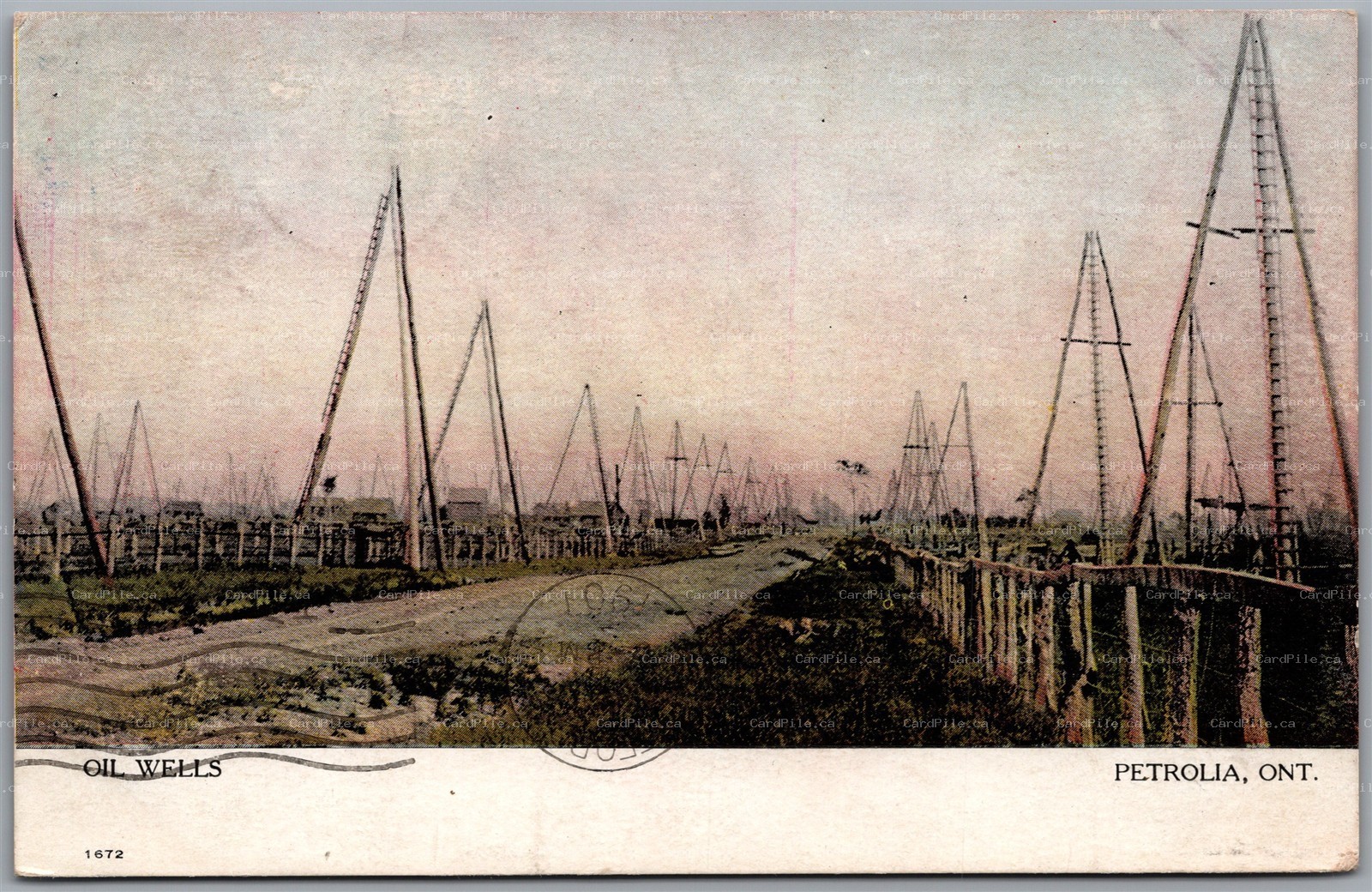 Postcard Petrolia Ontario c1907 Oil Wells Lambton County The Bookey Series
