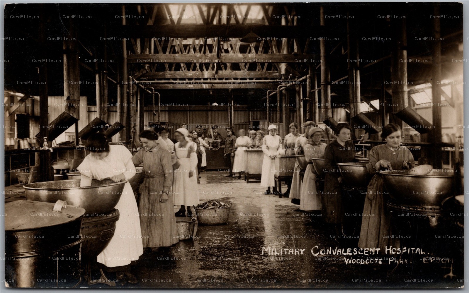 RPPC Epsom Woodcote Park 3rd Division Military Convalescent Hospital Kitchen WWI