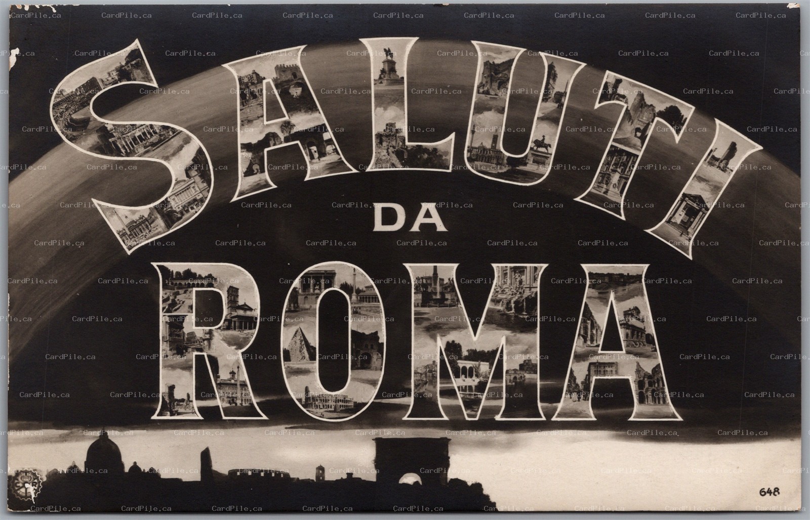 Postcard RPPC Italy Rome Lazio 1900s Saluti da Roma Large Letter Multiview