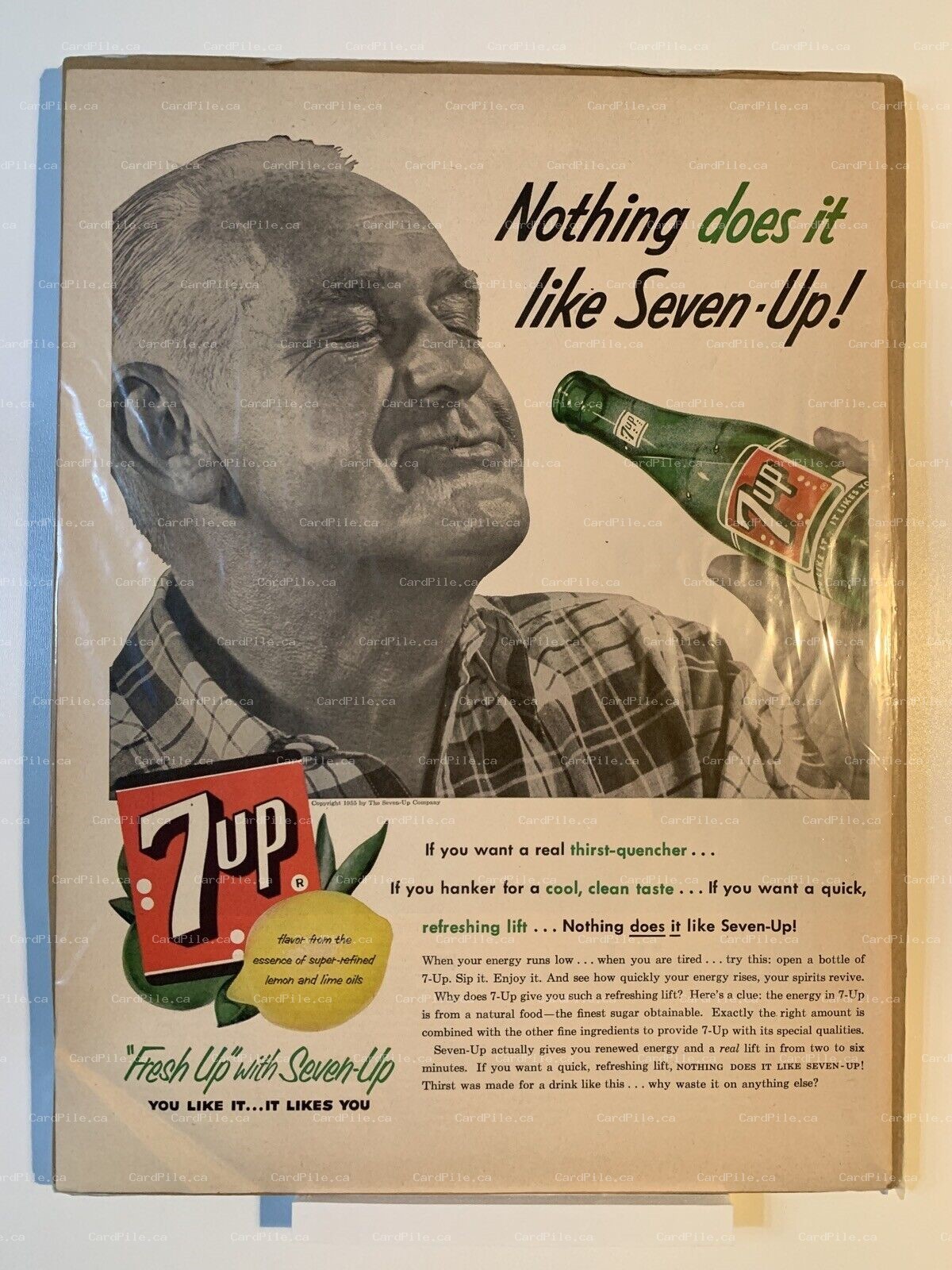 1955 7up "Fresh Up" with Seven-Up - Old Taylor 86 Kentucky Bourbon - Magazine Ad